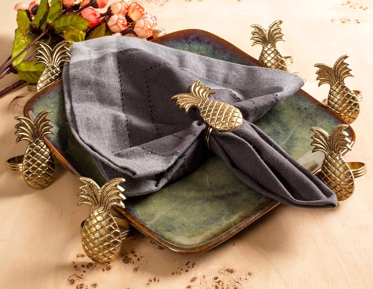 Elegant Metal Napkin Holders for Dining Table Decor - 12 Pack Pumpkin Lightweight Metal Napkin Rings for Party, Weddings, Family Gatherings & Everyday Use (Gold)- ALPHA Living HOME