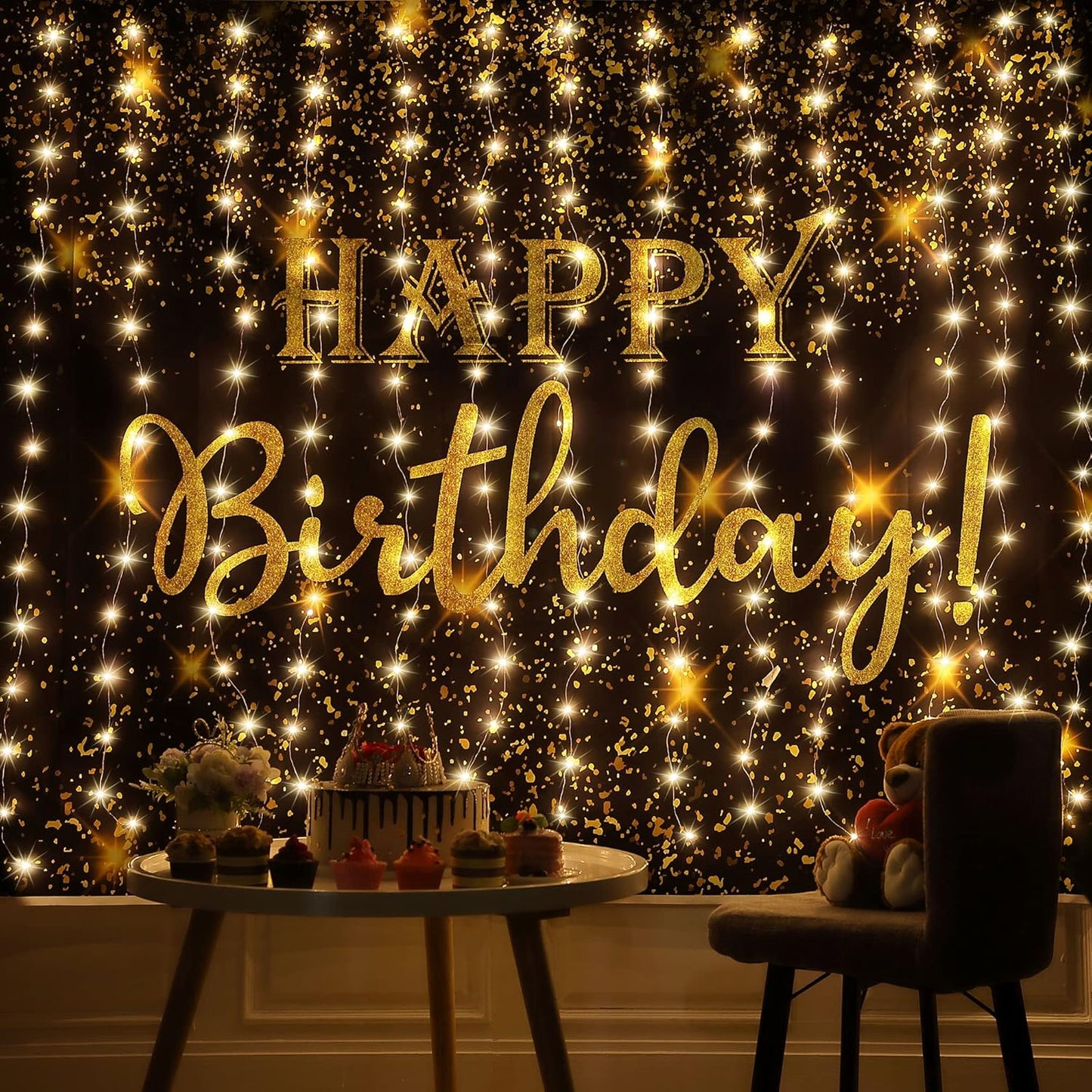 Meonum Curtain Tapestry Backdrop String Lights, Each 13 Strings 6.6 x 5 ft Tapestry Fairy String Light, 8 Modes Window Wall Hanging Light Strings for Bedroom Christmas Curtain Decor(2 Pack)