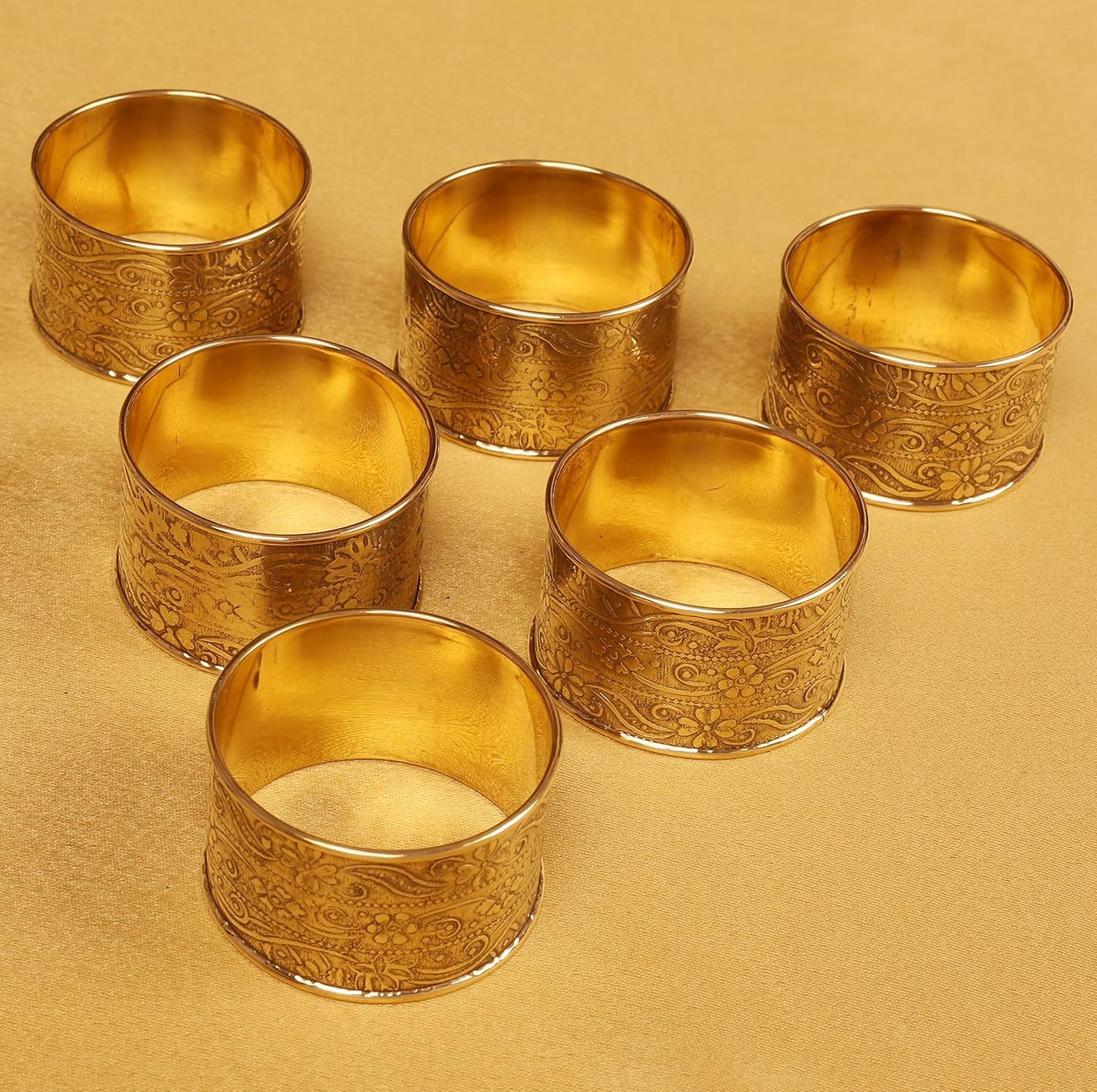 Gorgeous Beautifully Handcrafted Floral Large Size Gold Color Party Dining Table Napkin Holders (Set Of 6)