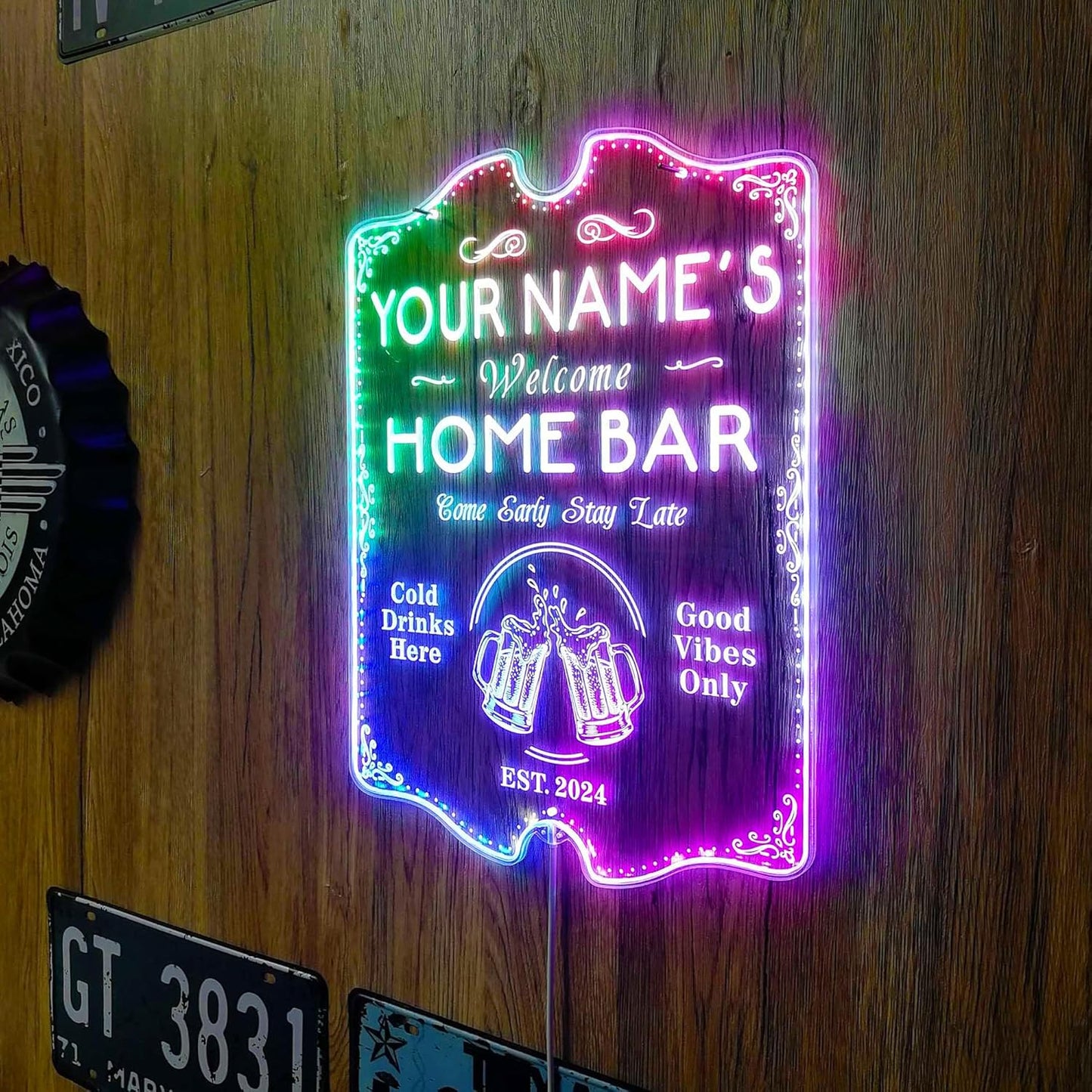 ADVPRO Personalized Your Name Home Bar RGB Dynamic Glam LED Sign - Cut-to-Edge Shape - Smart 3D Decoration - Multicolor Signage st06s32-fnd-p11b-tm-c