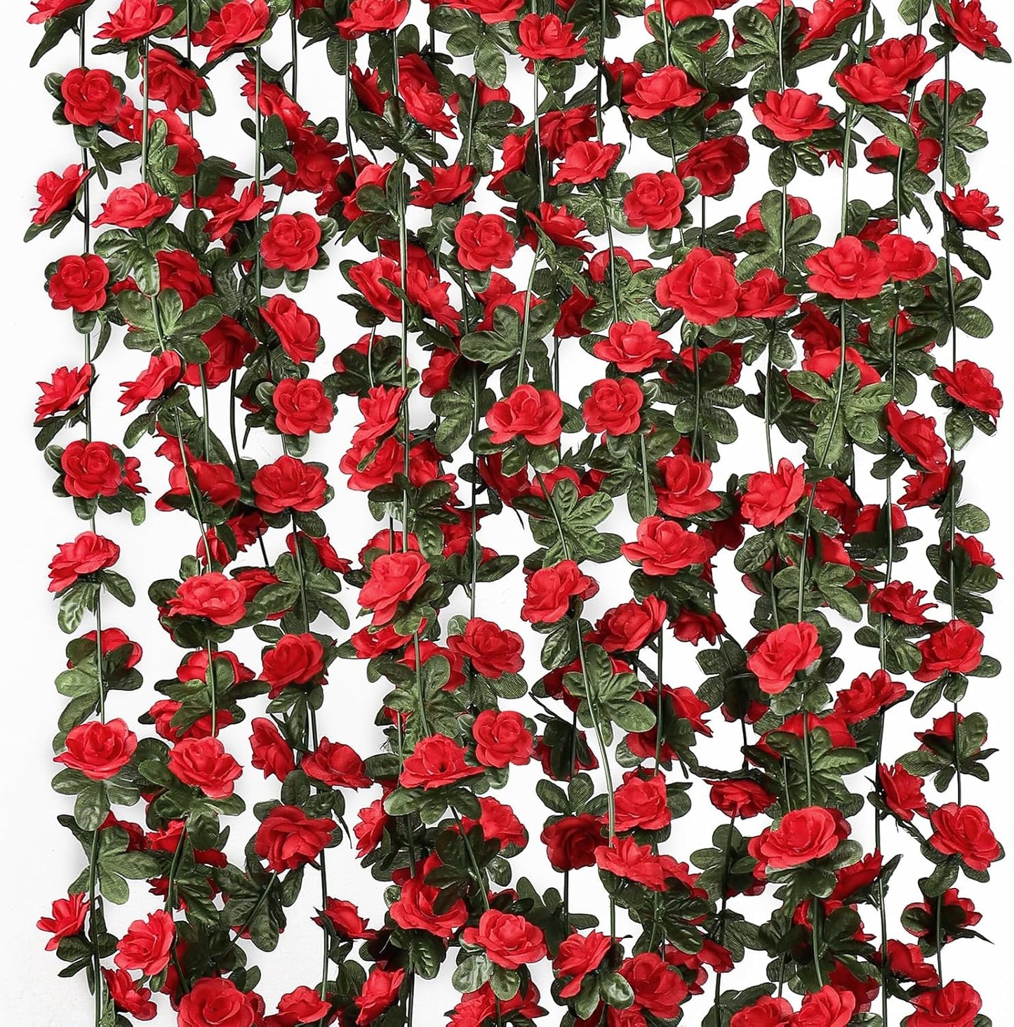 KHOYIME 9 Pack 72 FT Artificial Flower Garland, Fake Red Roses Vines Silk Flowers Faux Plastic Outdoor Hanging Floral Ivy Garland Decoration for Wedding Arch Bedroom Home Wall Backdrop Room Decor
