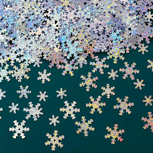 MARFOREVER Christmas Snowflakes Confetti, Winter Glitter Sprinkles Laser Snowflake Frozen Table Confetti Sequins for Winter Wonderland Xmas Holiday Wedding Birthday Party Decorations Supplies