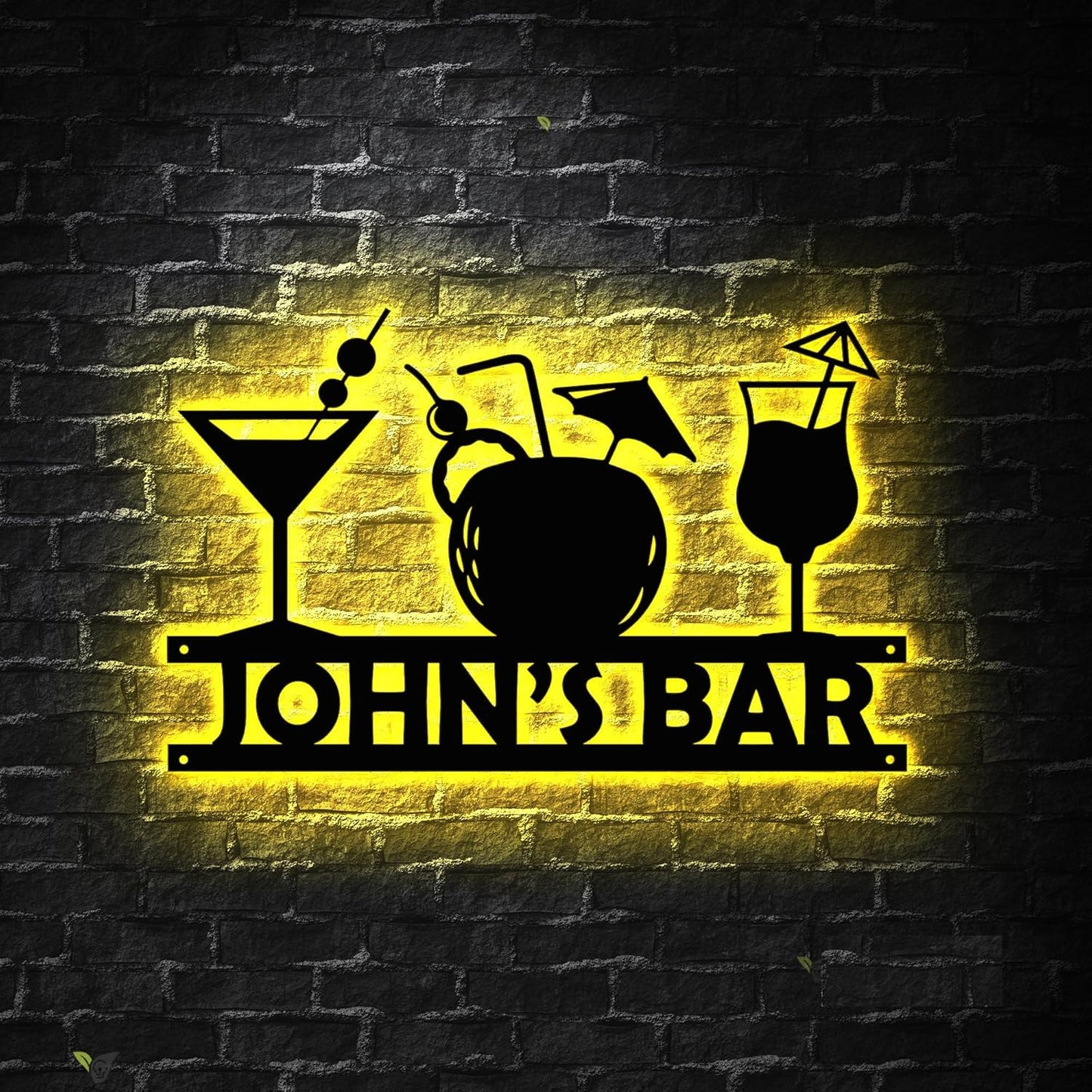 Custom Metal Bar Sign with LED Light Personalized Bar Theme Cocktail Metal Sign, Bar Theme Sign Wall Art Beack Bar Pub Decor Tiki Bar Decor