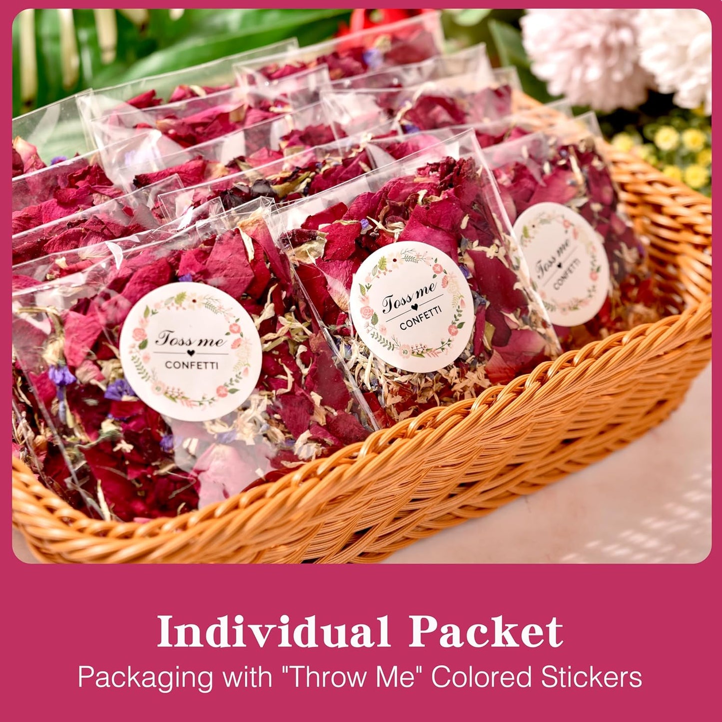 20 Pack Biodegradable Confetti, Dried Flower Petals,Biodegradable Flower Petals,Wedding Send-Off Ideas for Wedding Proposal Party Valentine's Day Decor Flower Girls (Red Rose & Lavender & Marigold)