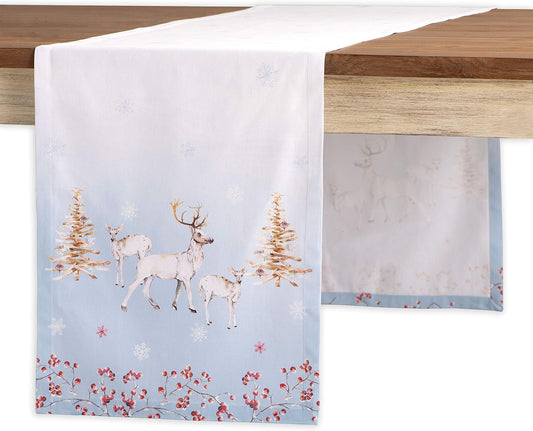 Maison d' Hermine Table Runner 100% Cotton Single Layer Table Runners 36 inches Long for Thanksgiving Christmas Decorations Home Kitchen Dining Party Wedding (Fairy Tale Forest, 14.5" x 36")