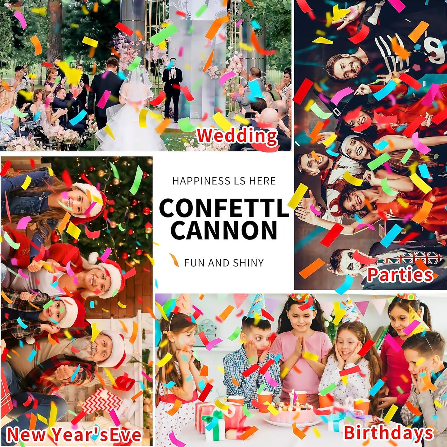16in Biodegradable Confetti Poppers,Confetti Cannons Bulk with Colorful Confettis Design for Ceremony Party Favor Supplies,Birthday Holiday,Halloween Thanksgiving,Christmas,New Year's Eve(6Pack)