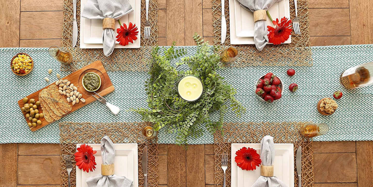 DII Woven Basic Tabletop Collection Chevron Table Runner, 15x108, Teal