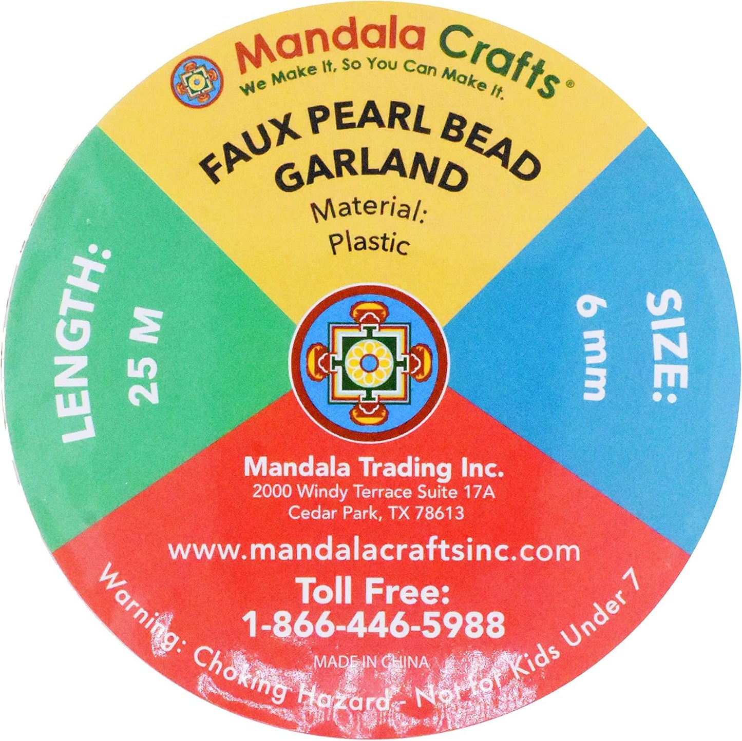 Mandala Crafts 6mm Faux Green Pearl Beads Roll - 27 Yards Strand of Fake Pearls Chain Garlands Spool String for Christmas Tree, Wedding, Party, Vases, DIY Decoration