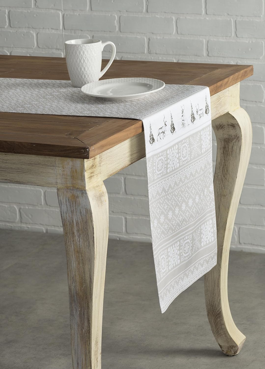 Maison d' Hermine Table Runner 100% Cotton Single Layer Table Runners 48 inches Long for Thanksgiving Christmas Decorations Home Kitchen Dining Party Wedding (Cozy Christmas, 14.5" x 48")