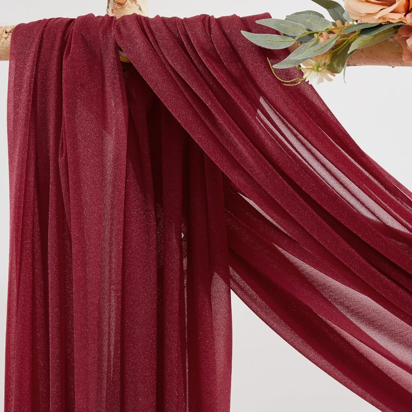 Burgundy Wedding Arch Draping Fabric 2 Panels 30'' x 20FT Burgundy Drapes Sheer Fabric Backdrop Arch Draping Fabrics for Wedding Ceremony Birthday Party Bridal Shower Decoration