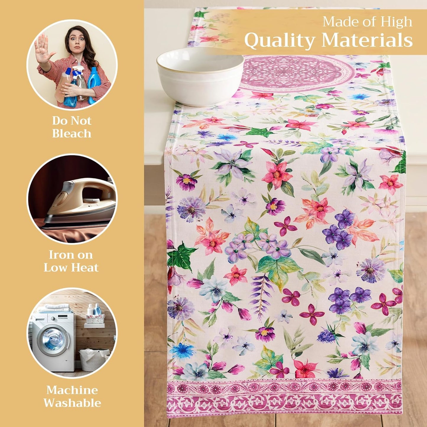 Maison d' Hermine Table Runner 100% Cotton Double Layer Table Runners 72 inches Long Decorative for Home Kitchen Dining Party Baby Shower Wedding Bridal Shower Spring Summer (Chardon, 14.50" x 72")