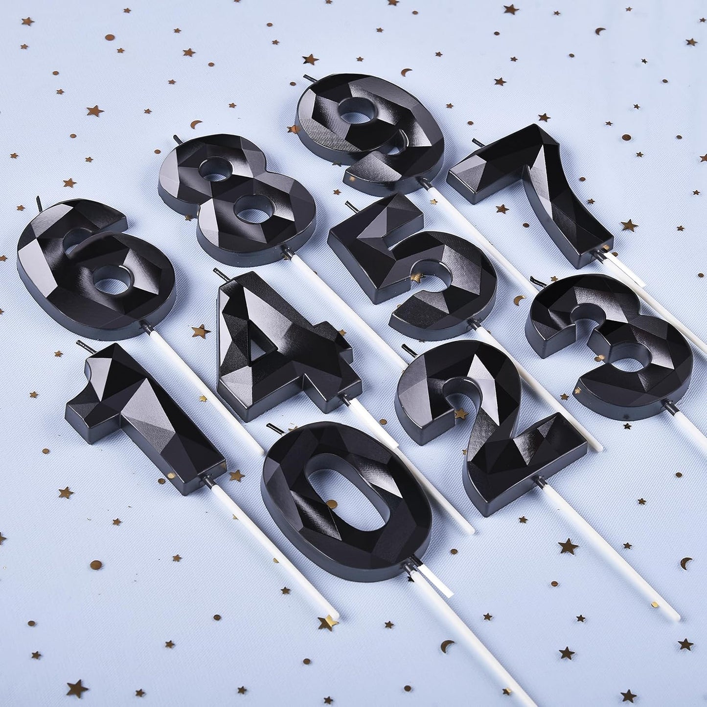 PHD CAKE 2.76 Inch Crystal Black 7 Number Birthday Candles, Red Number Candles, Cake Number Candles, Party Celebration