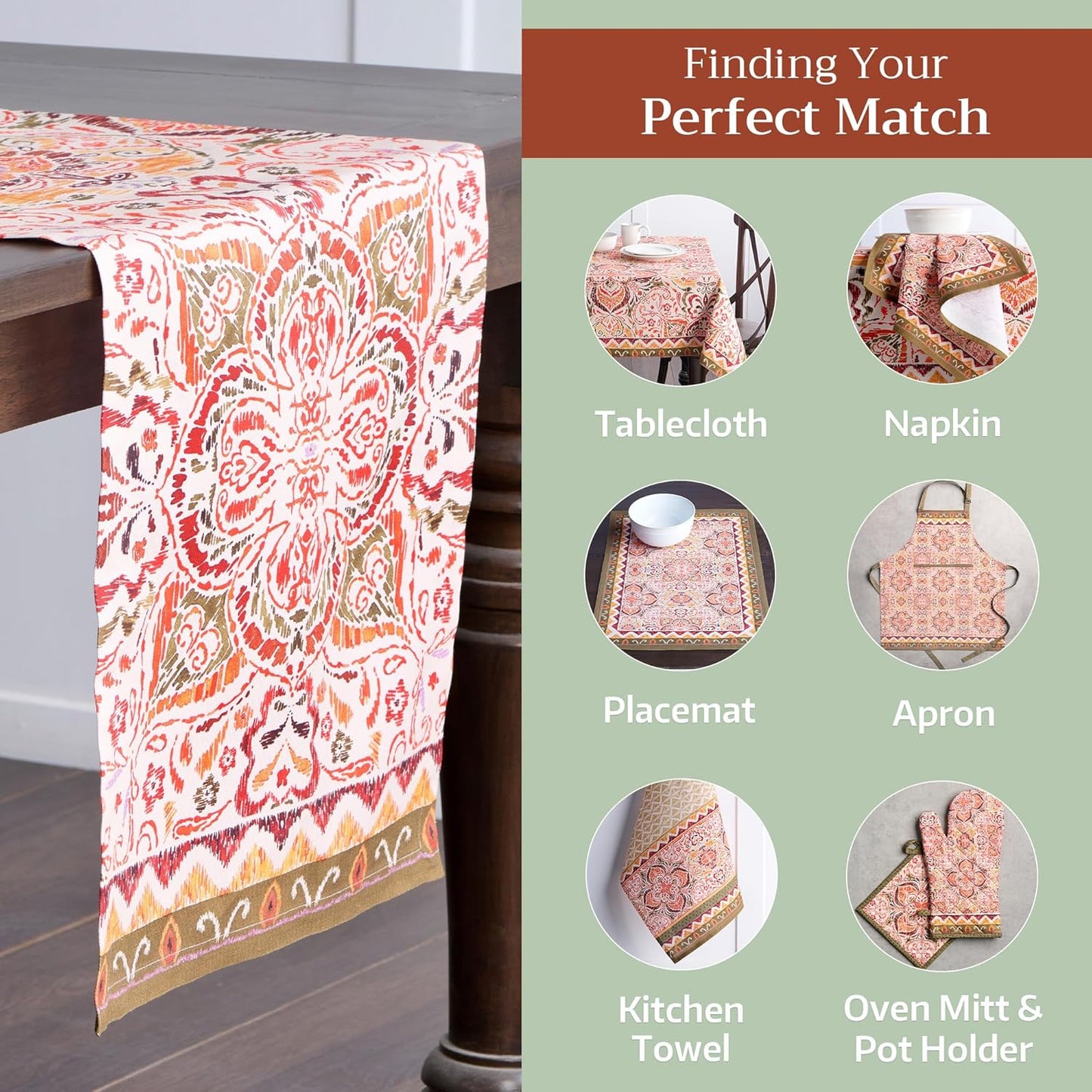 Maison d' Hermine Table Runner 100% Cotton Single Layer Table Runners 72 inches Long for Thanksgiving Christmas Decorations Home Kitchen Dining Party Wedding (Damask, 14.5" x 72")