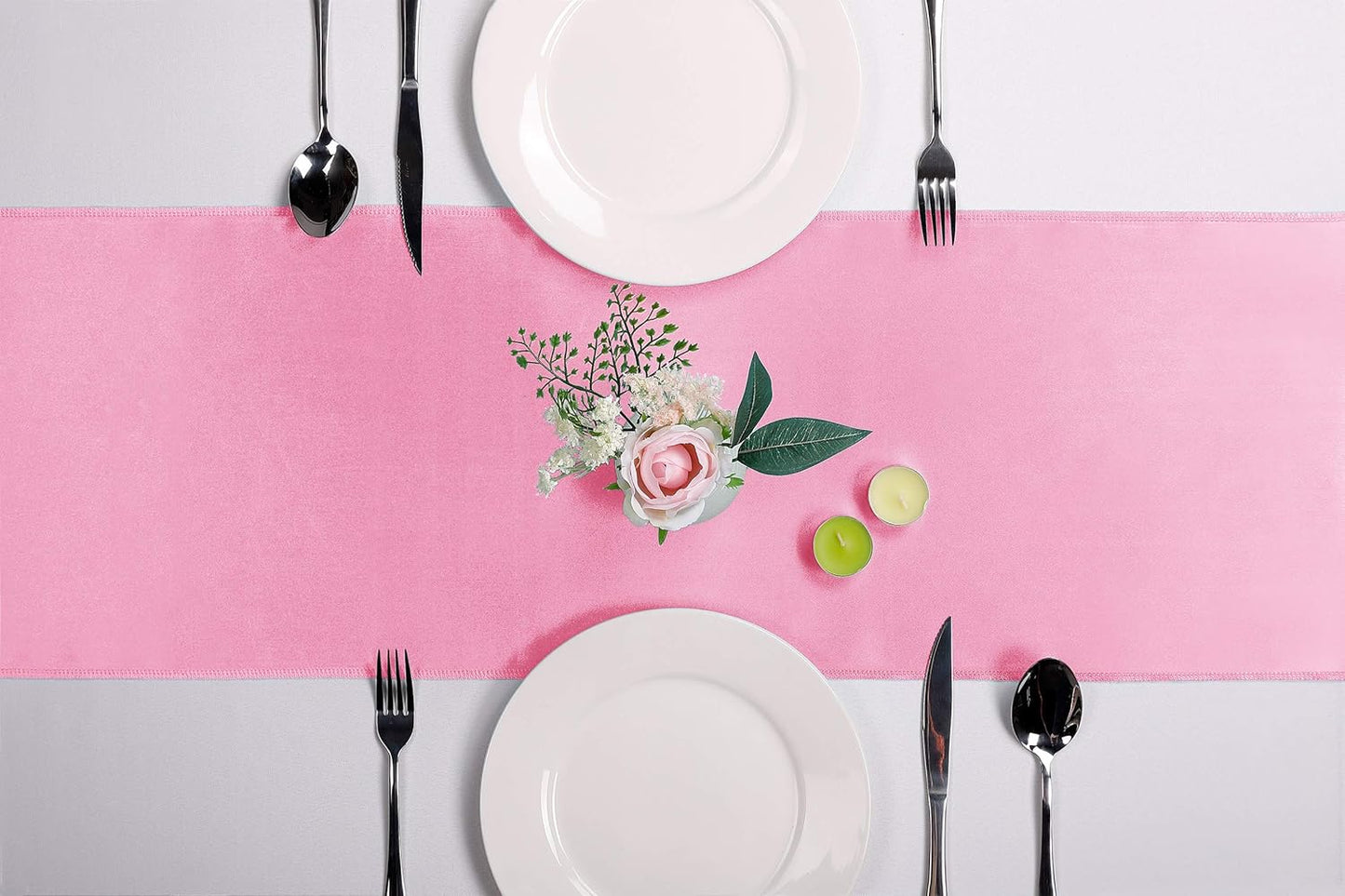 5-Pack Satin Table Runner Pink 12 x 108 inches Long, Table Runners for Wedding, Birthday Parties, Banquets Decorations（5 Pack, 12x108 Inch, Pink）