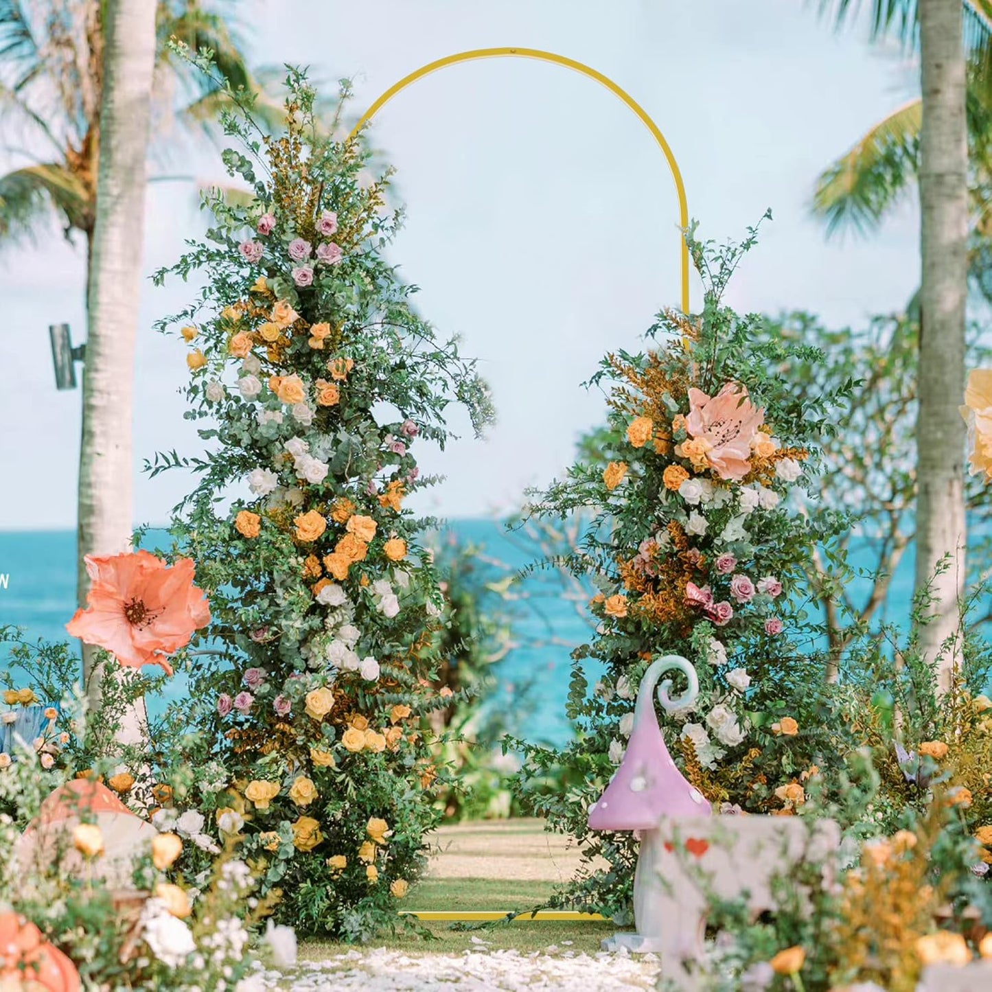 Wokceer 6 FT Wedding Arch Stand and Arch Cover, Metal Arch Backdrop Stand with Arch Stand Cover for Birthday Party Wedding Ceremony Bridal Baby Shower Event Decor, Light Dusty Rose