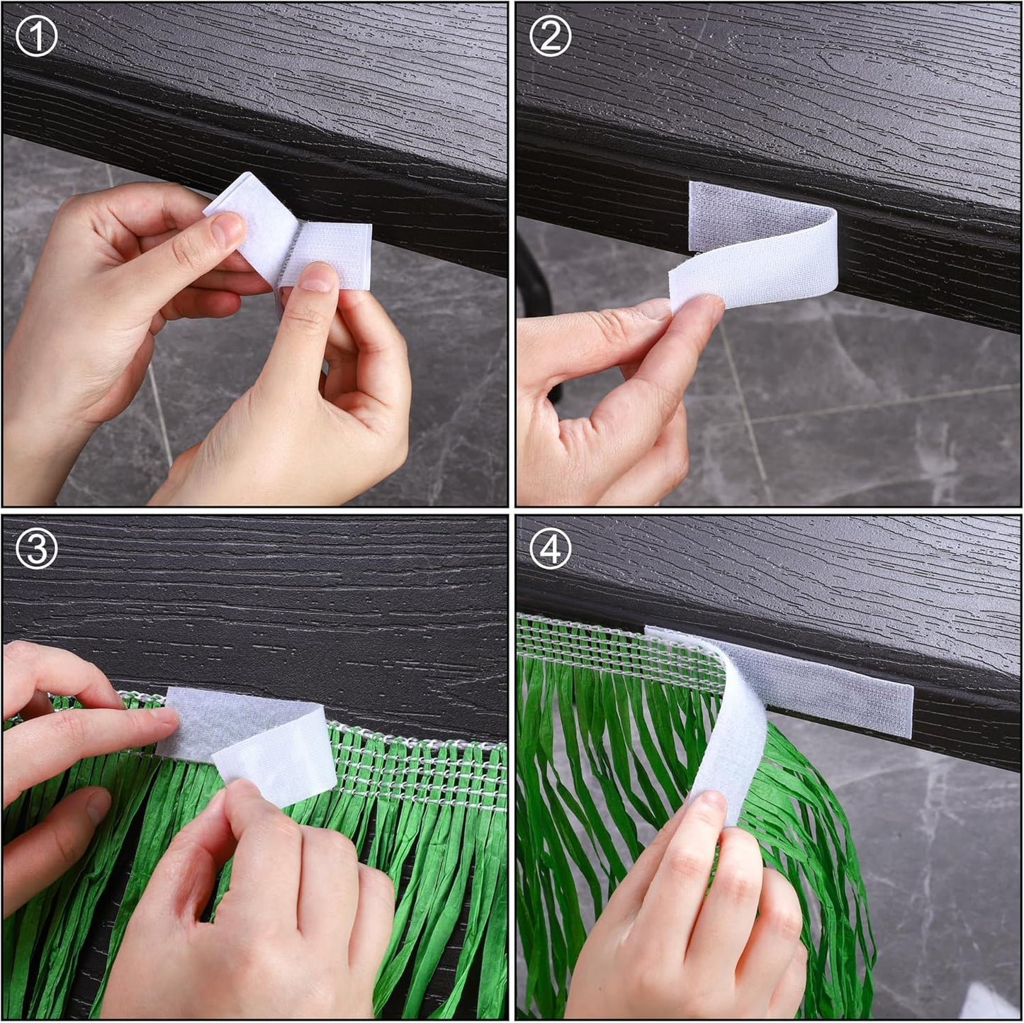 Fovths 2 Packs Luau Grass Table Skirt Paper Fringe Straw Grass Skirt 108 x 30 Inch Hibiscus Hawaiian Table Skirts Rectangle Tropical Luau Party Decorations for Hawaiian Luau Decorations