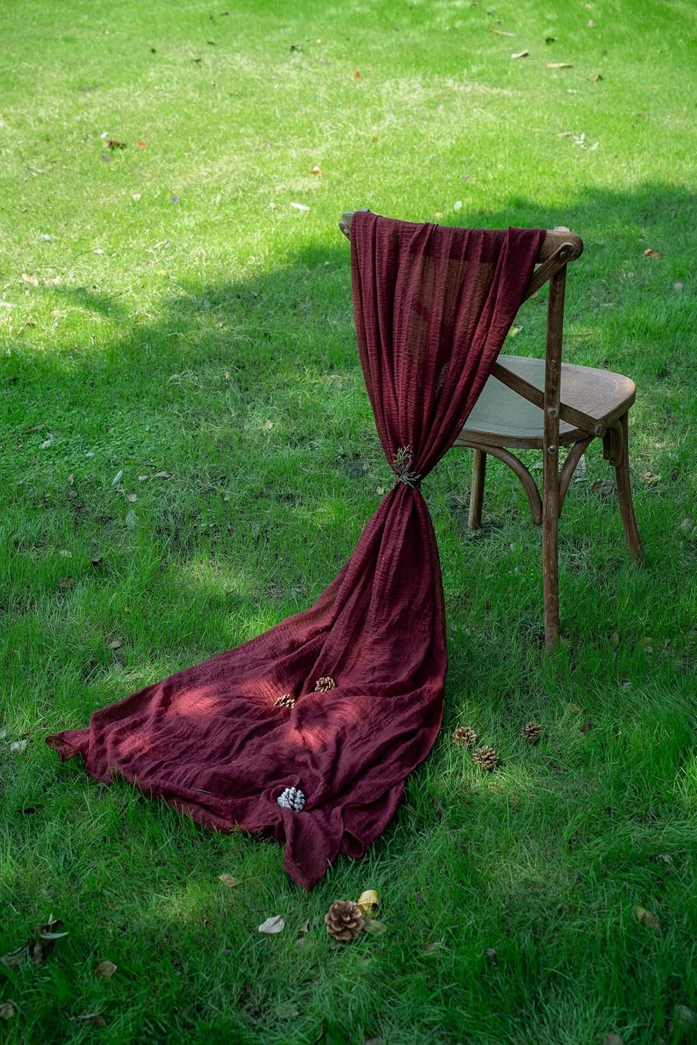 3pcs Burgundy Cheesecloth Table Runner Gauze 120 Inch 10 FT Rustic Boho Cheese Cloth Runner for Wedding Baby Shower Bridal Shower Engagement Birthday Party Long Sheer Home Decorations