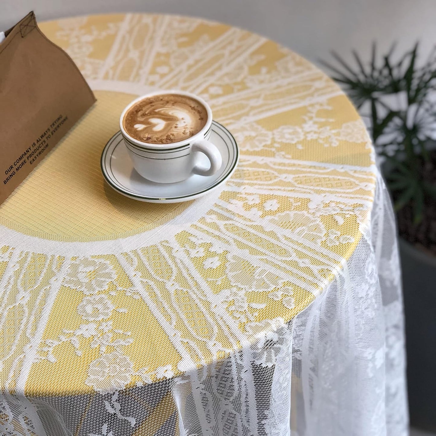 Gorgeous Round Lace Tablecloth,Vintage Floral Embroidered Table Cloths, Chic Round Table Cover for Wedding Banquet HolidayDinner Tables 60INCH (White)