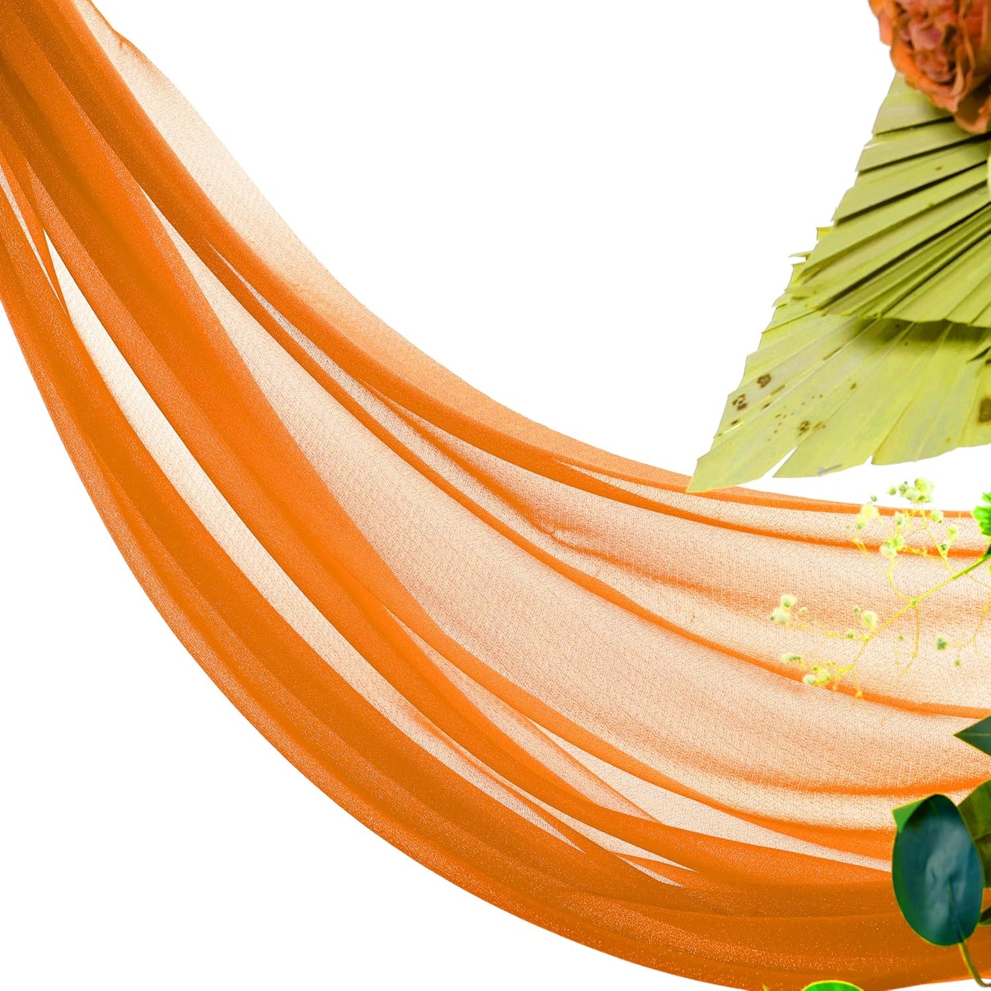 VDS Pack of 1 Panel (30 Inch X 40 Feet) Wedding Arch Draping Fabric Sheer Chiffon Fabric Drapery for Wedding Ceremony Reception Swag Backdrop Canopy Chuppah ARBO Altars Decoration (Orange)