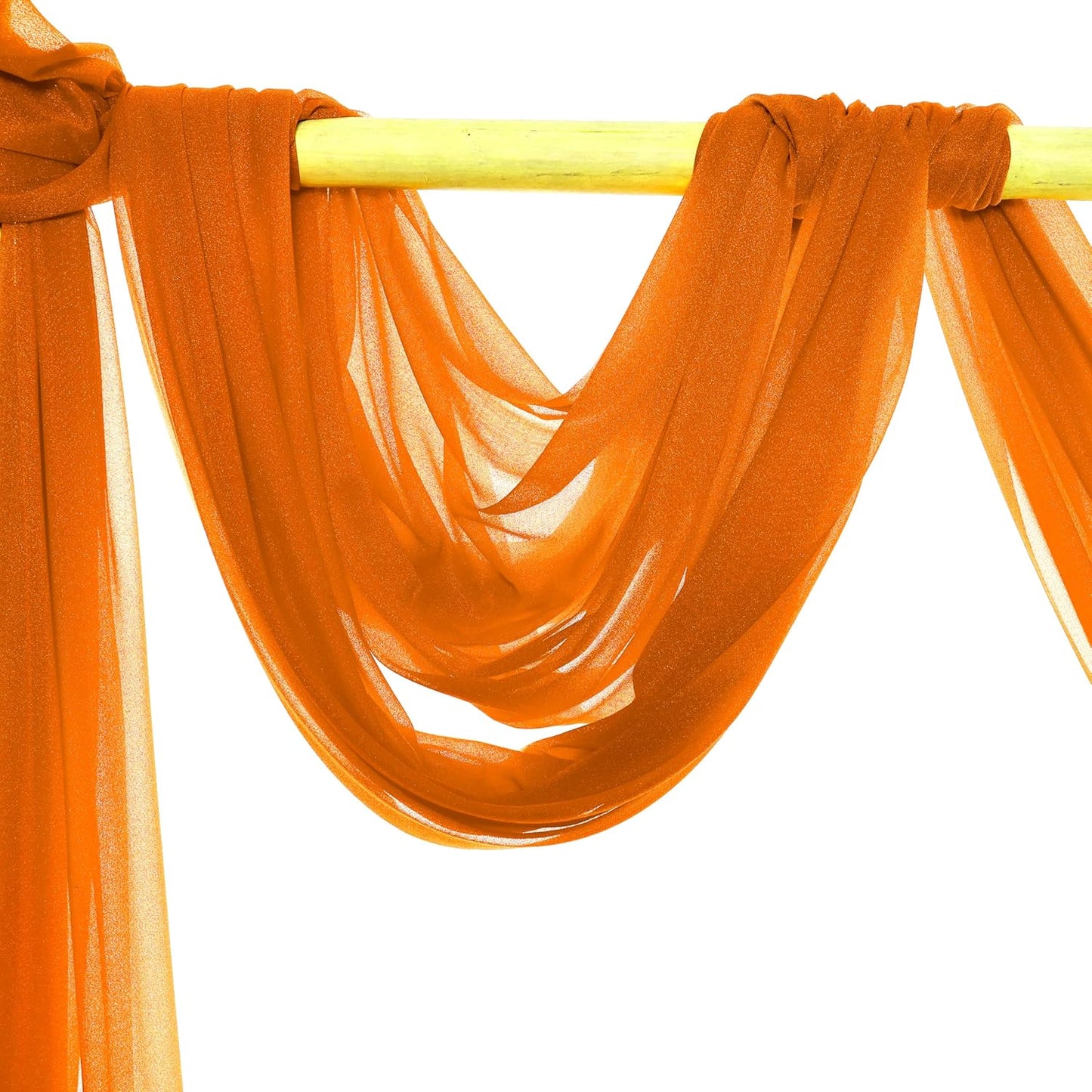 VDS Pack of 1 Panel (30 Inch X 40 Feet) Wedding Arch Draping Fabric Sheer Chiffon Fabric Drapery for Wedding Ceremony Reception Swag Backdrop Canopy Chuppah ARBO Altars Decoration (Orange)