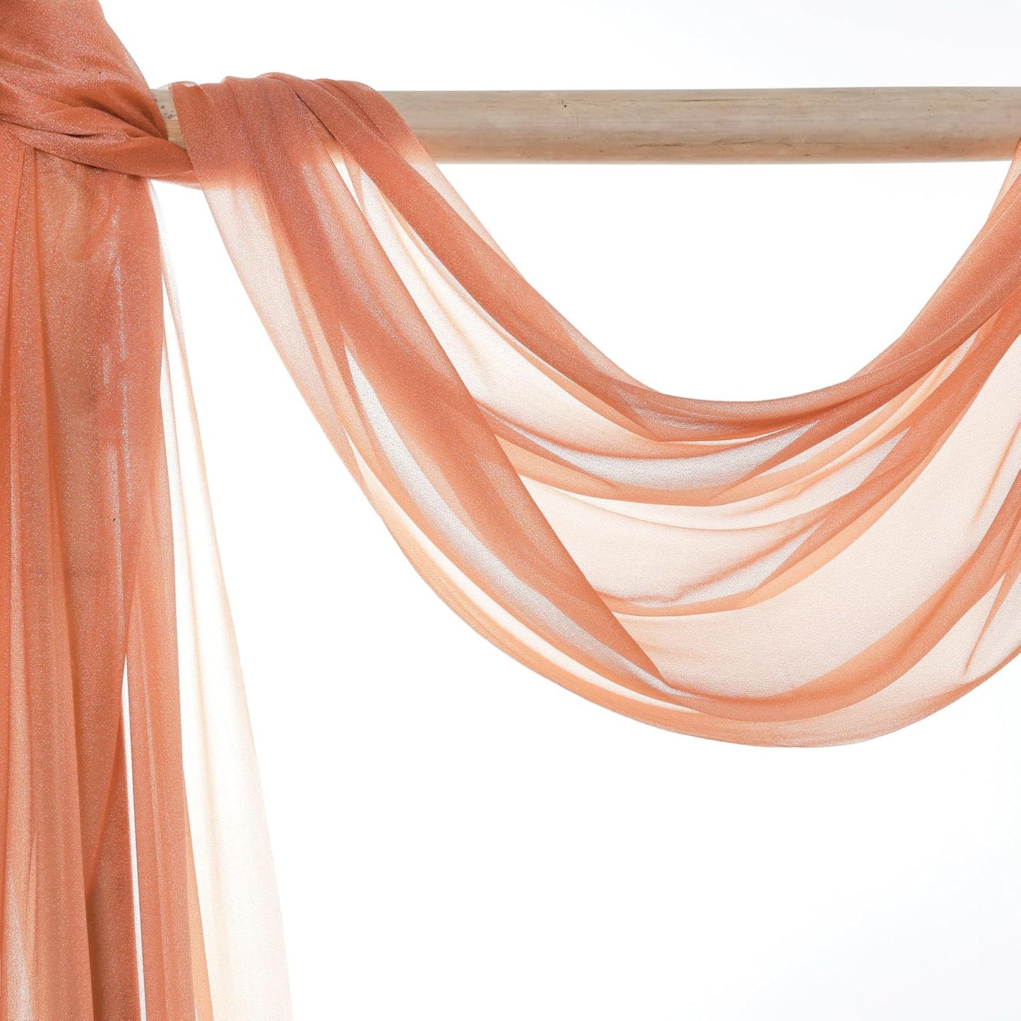 VDS Pack of 3 Panel (30 Inch X 20 Feet) Wedding Arch Draping Fabric Sheer Chiffon Fabric Drapery for Wedding Ceremony Reception Swag Backdrop Canopy Chuppah ARBO Altars Decoration (Coral Peach)