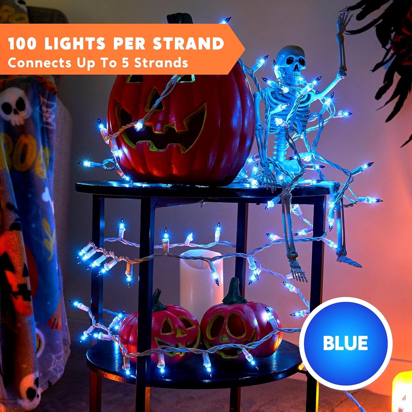 Joiedomi Christmas Lights Outdoor,100 Count Blue Christmas Tree Lights Indoor,21.4ft String Xmas Decorations for Dorm Classroom Bedroom Holiday Wedding Party,White Wire