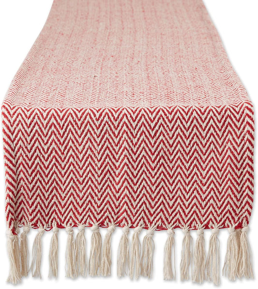 DII Woven Basic Tabletop Collection Chevron Table Runner, 15x108, Tango Red