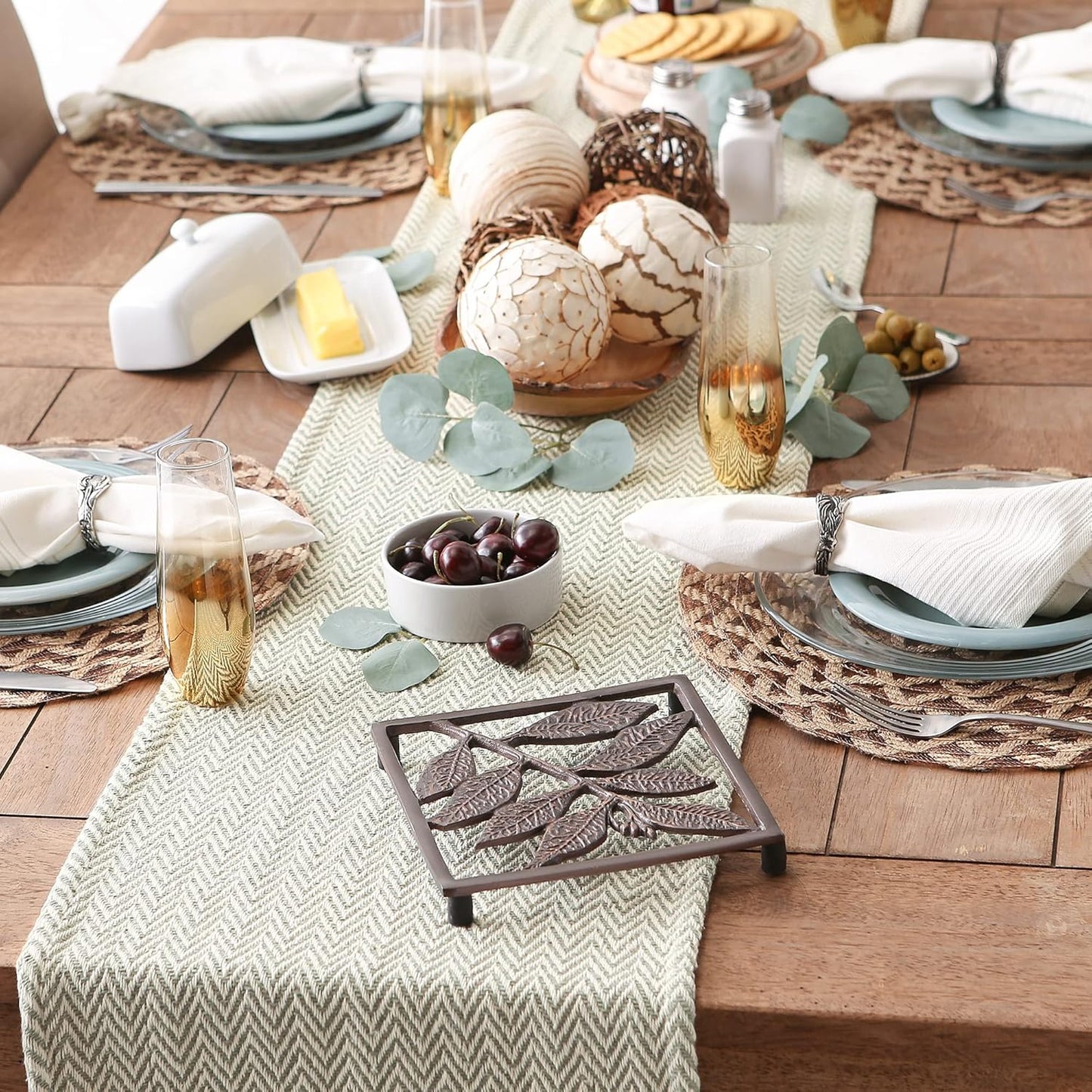 DII Woven Basic Tabletop Collection, Chevron Table Runner, 15x72, Artichoke