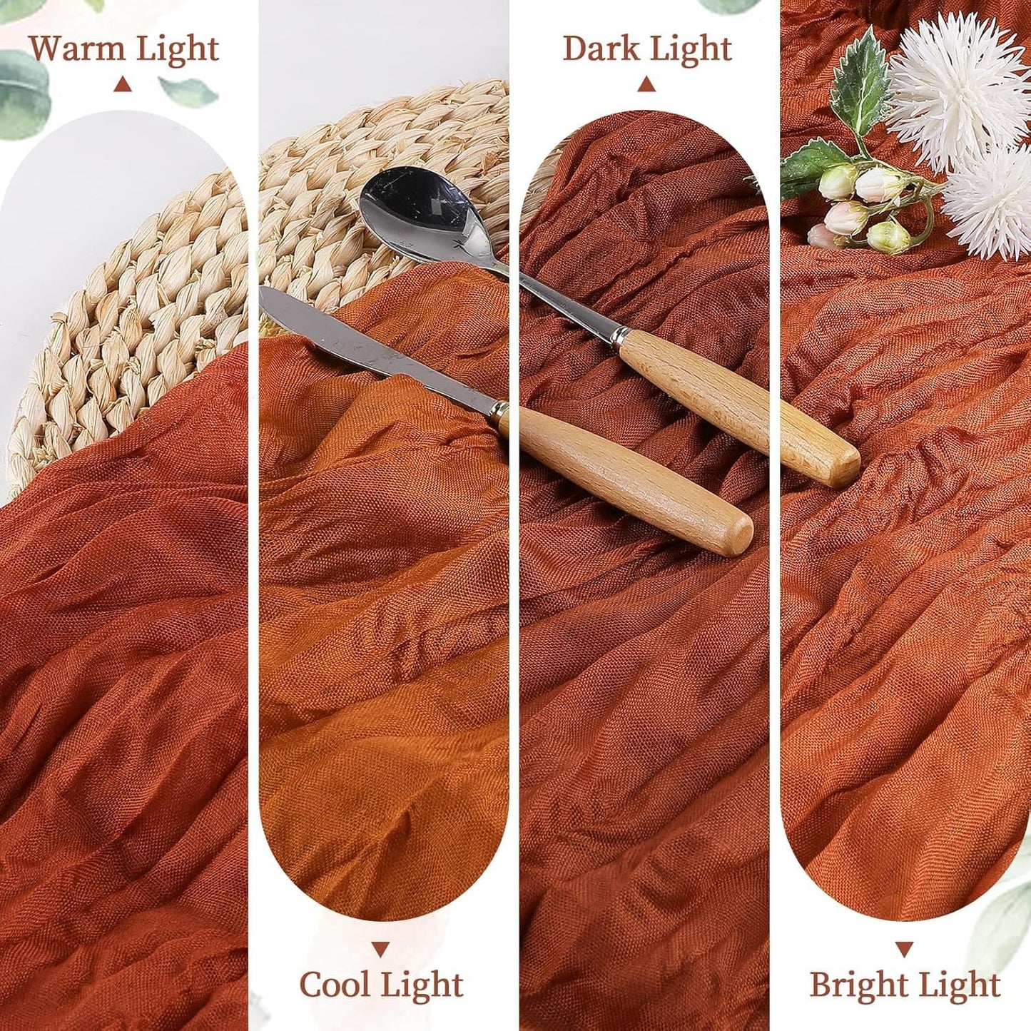 6 Pack Terracotta Cheesecloth Table Runner 10FT Long Boho Gauze Table Runner Rustic Sheer Runner for Wedding Bridal Baby Shower Birthday Party Table Decor Fall Thanksgiving Christmas Decorations