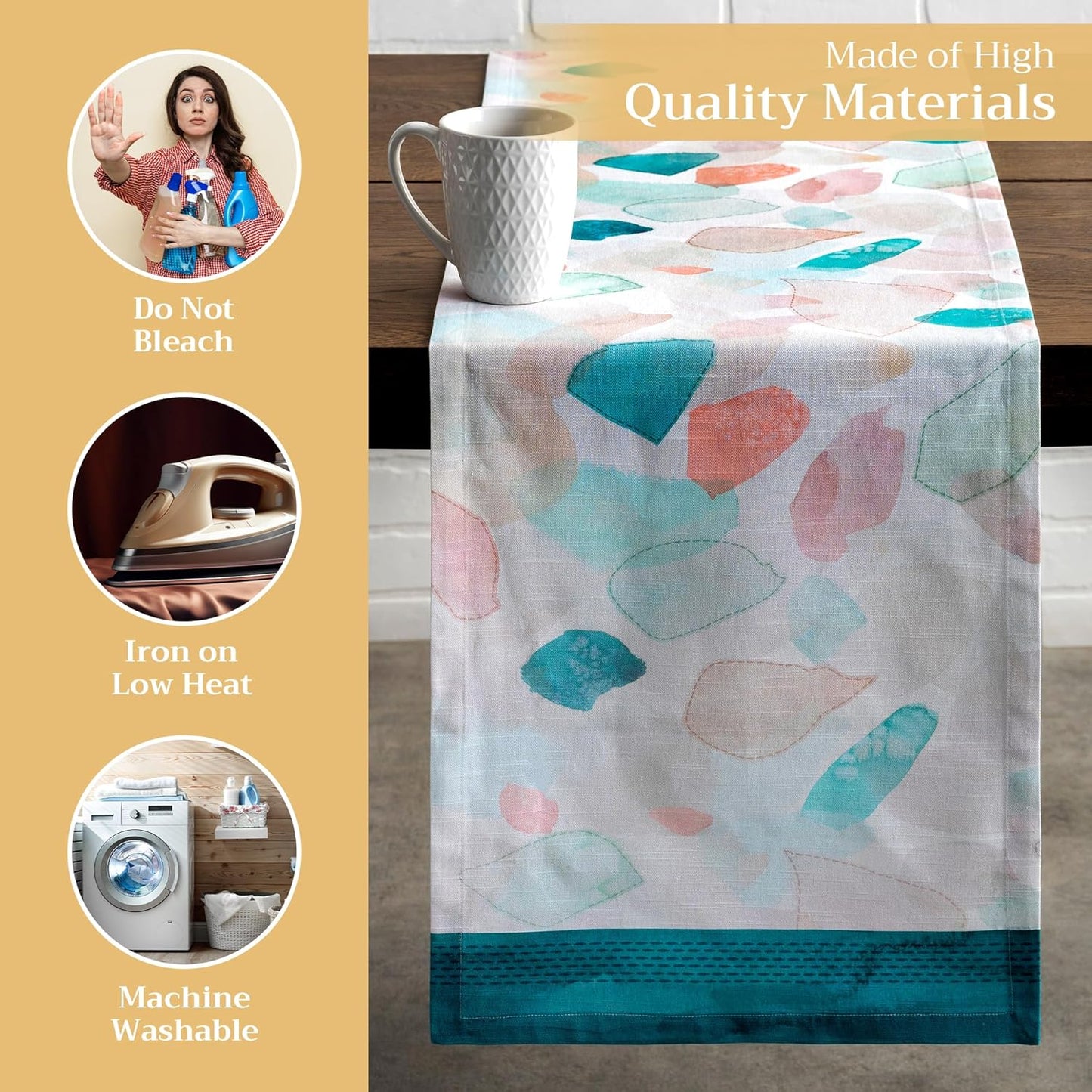 Maison d' Hermine Table Runner 100% Cotton Single Layer Table Runners 72 inches Long Decorative for Home Kitchen Dining Party Wedding Bridal Shower Spring Summer (Summer Picnic, 14.50" x 72")