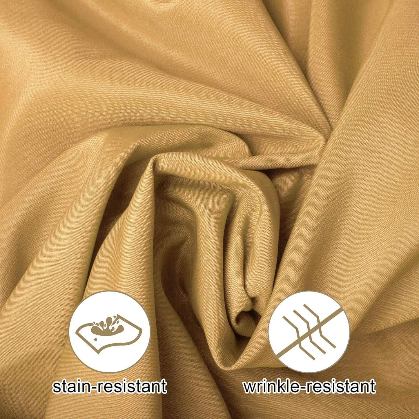 Ascoza 2pack 90 Inch Gold Round Tablecloth in Washable Polyester Fabric for Wedding/Banquet/Restaurant/Parties