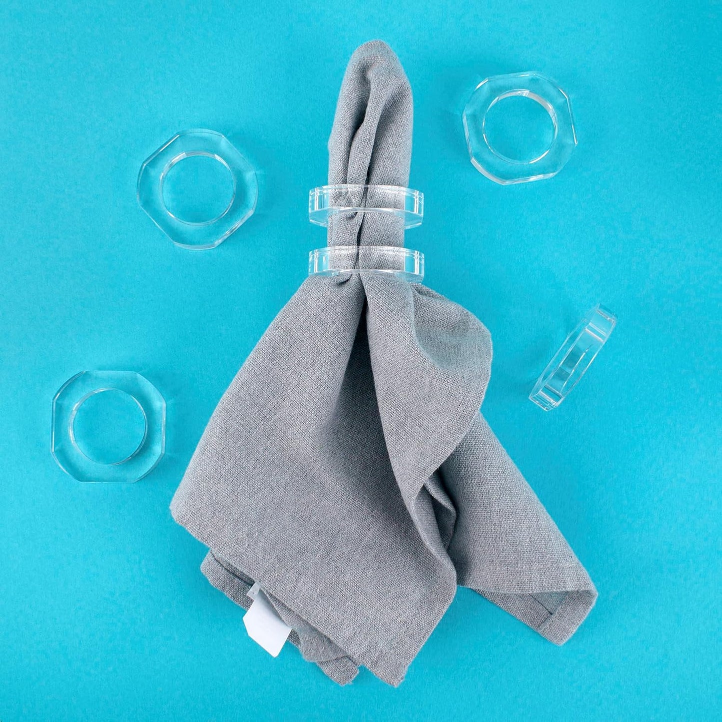 Clear Napkin Holder, Napkin Rings Set of 12, Fall Thanksgiving Christmas Napkin Rings, Festival Acrylic Napkin Ring Holders, Napkin Ring Bulk for Wedding, Party, Elegant Table Settings - CLEENTABLE