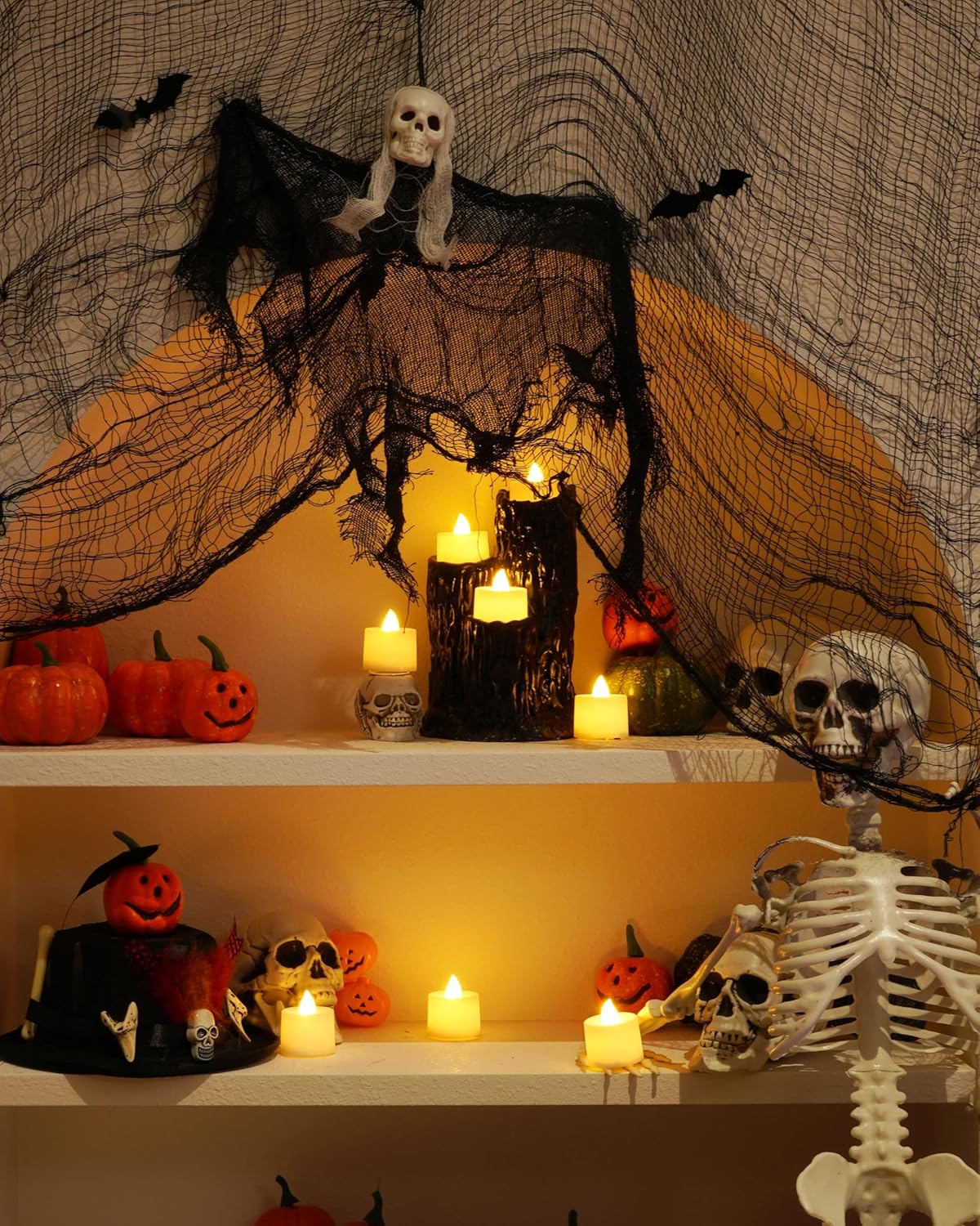 Amagic 50 Pack LED Tea Lights, Flameless Votive Candles, Lasting Electric Fake Small Candles, Battery Operated Tealights Candles for Halloween, Christmas, Home Decor, Wedding, Party, Festival (White)