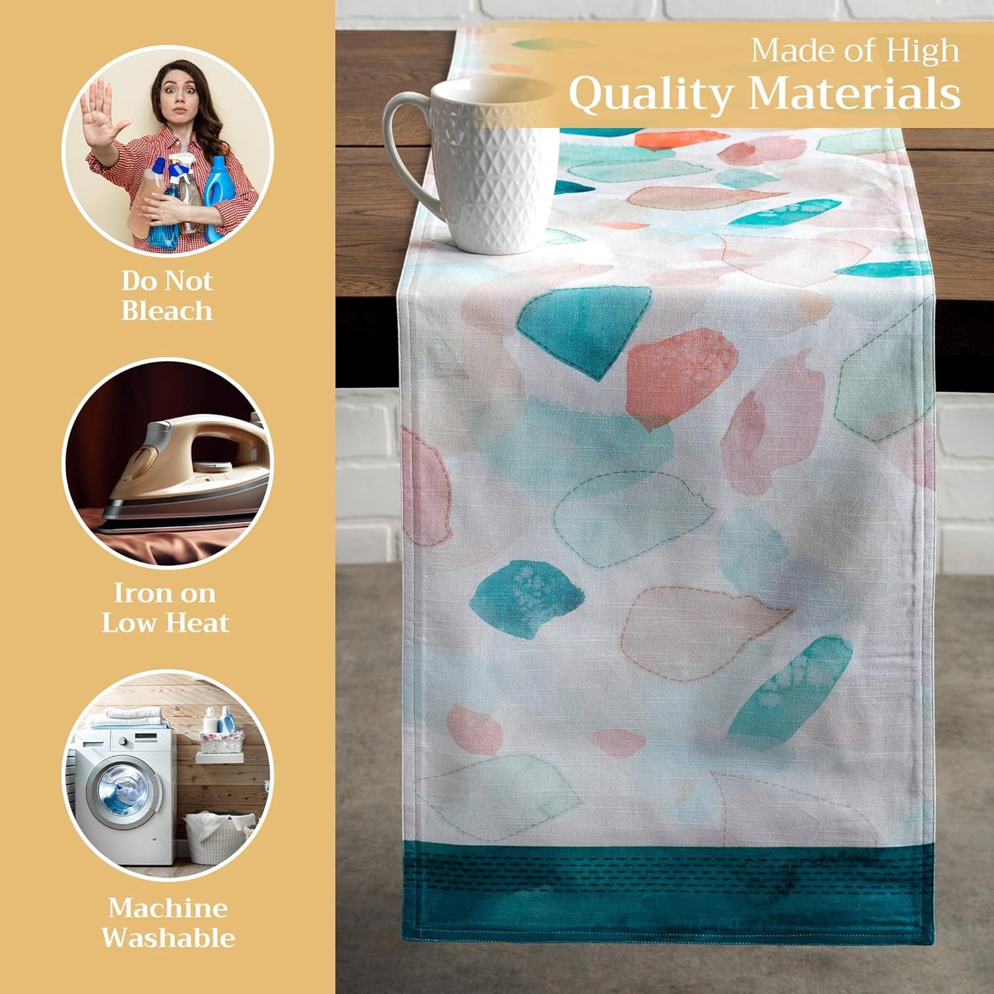 Maison d' Hermine Table Runner 100% Cotton Double Layer Table Runners 108 inches Long Decorative for Home Kitchen Dining Party Wedding Bridal Shower Spring Summer (Summer Picnic, 14.50" x 108")