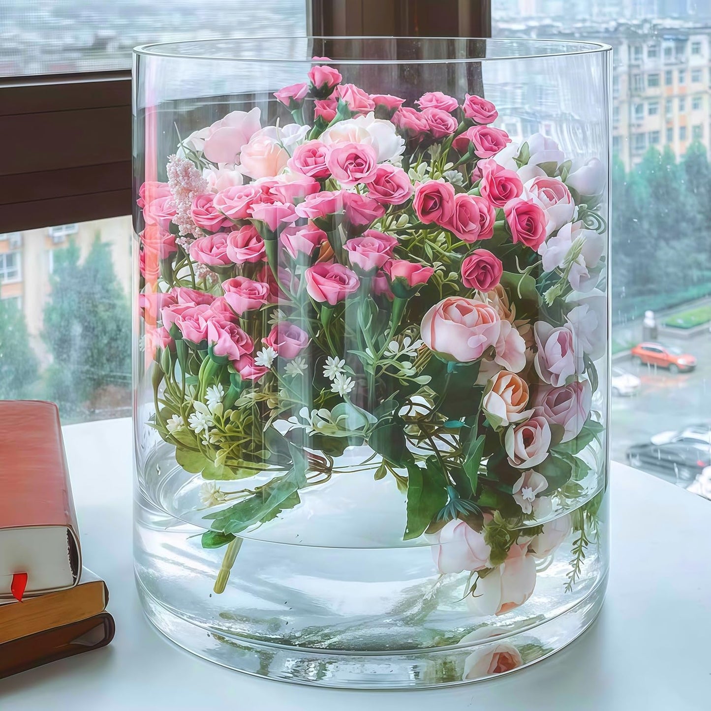 3 Acrylic Cylinder Clear Vase, Extra Large Unbreakable Plastic Flower Vases for Home Decor Centerpieces Hydroponic Plant Flower Shop Decorative (D 9.8" -D7.9 -D D6)