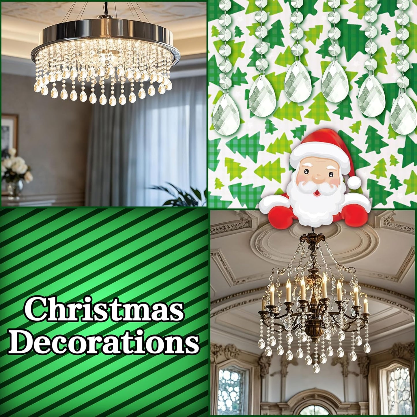 50 Pack Hanging Crystals - Clear Acrylic Prisms Pendant Ornaments for Christmas Tree, Centerpieces, Chandelier, Window & Home Decor, Ideal for Weddings, Parties Decorations (Teardrop)