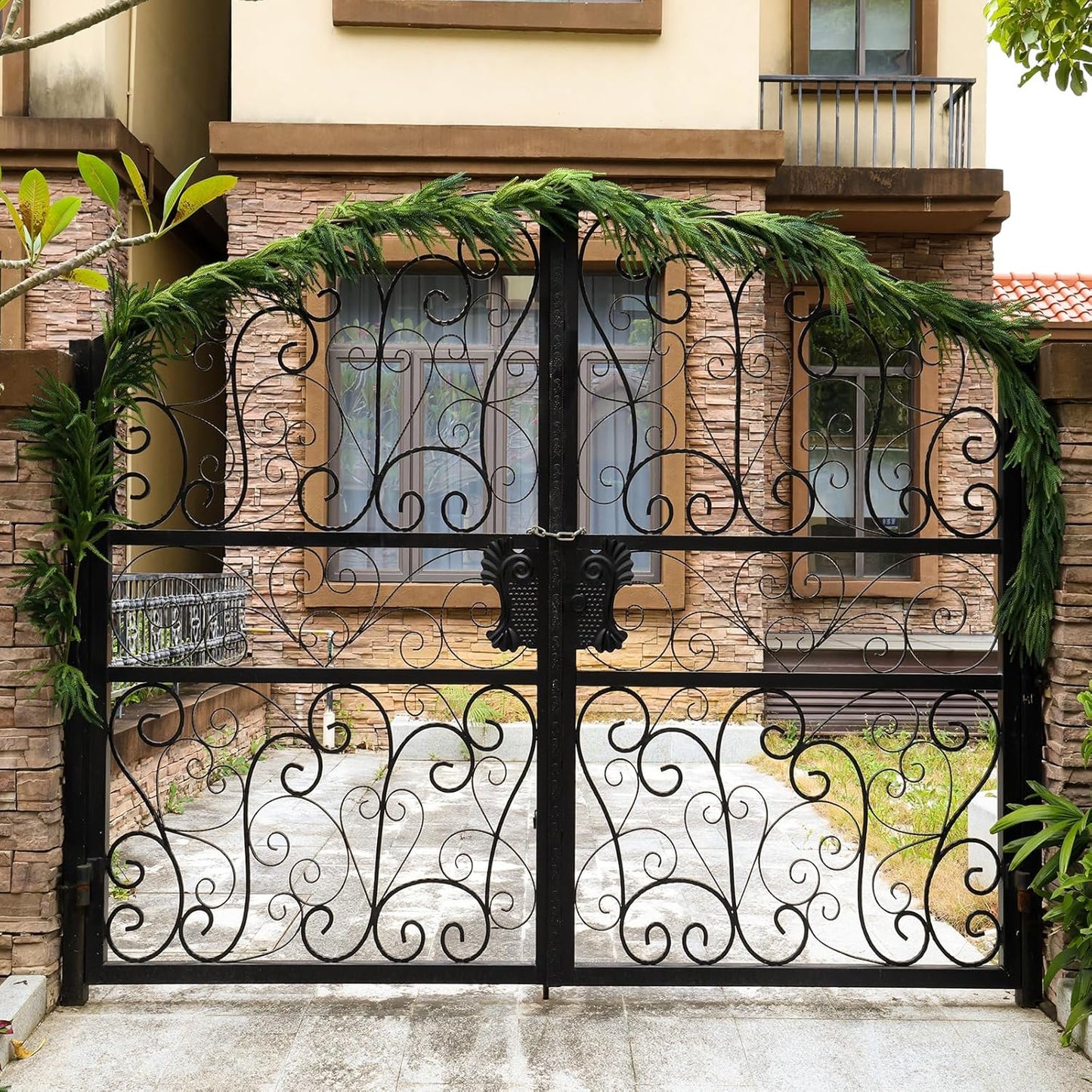 5 Pcs Artificial Norfolk Pine Garlands Christmas, 6 FT Dense Real Touch Winter Pine Garland Ornament, Green Artificial Greenery Garland for Table, Mantle, Wall, Indoor, Outdoor Christmas Decorations