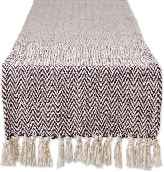 DII Woven Basic Tabletop Collection, Chevron Table Runner, 15x72, Eggplant