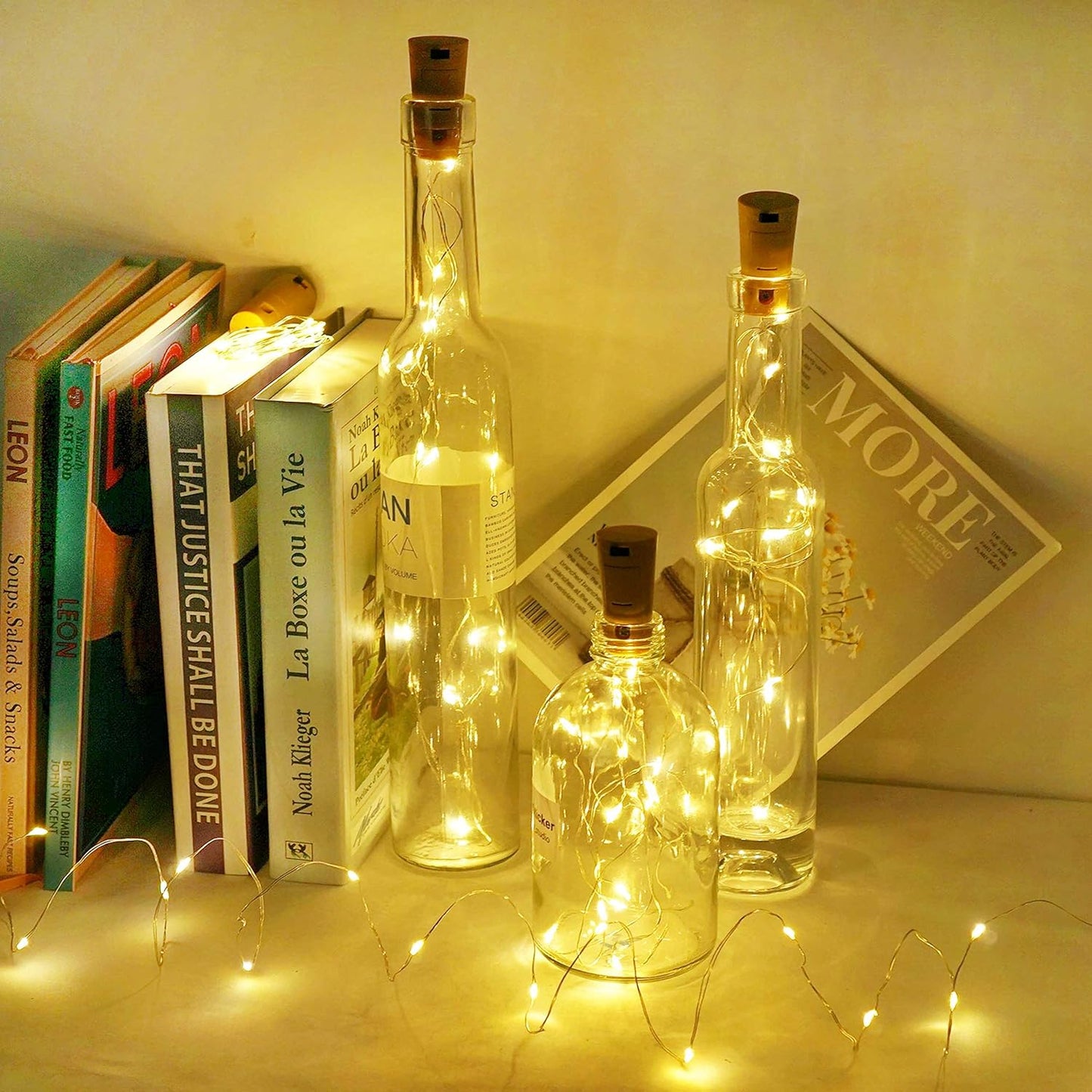 Wine Bottle Lights with Cork, Battery Operated 30 Pack 20 LED Cork Shape Silver Wire Fairy Mini String Lights(No Bottles) for DIY, Party, Decor, Christmas, Halloween,Wedding (30, Warm White)
