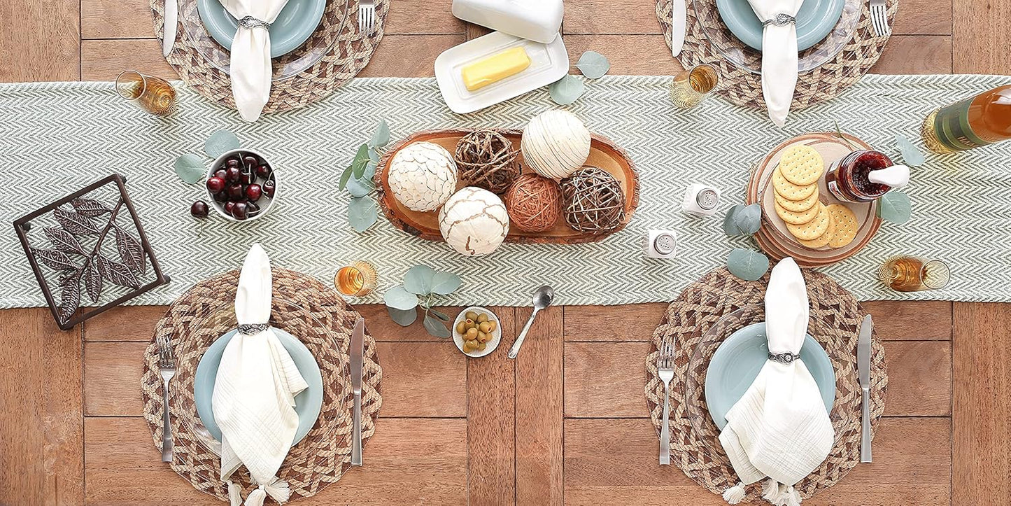 DII Woven Basic Tabletop Collection, Chevron Table Runner, 15x108, Artichoke