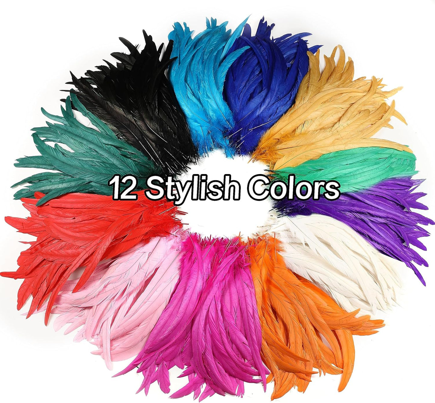 Holmgren Blue Rooster Feathers Bulk - 60pcs 12-14inch Natural Large Rooster Tail Feathers for DIY Crafts, Wing, Costume, Holiday Themed Party Decoration (Royal Blue)