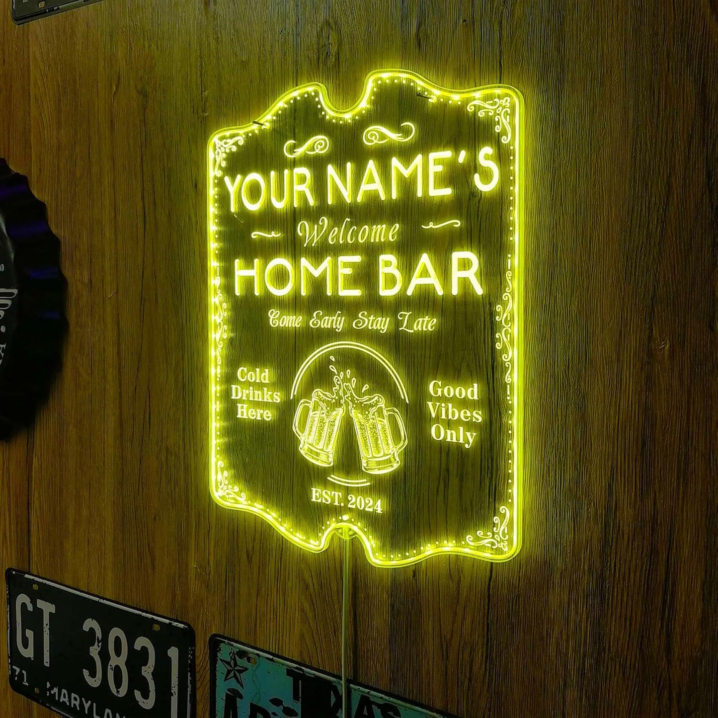 ADVPRO Personalized Your Name Home Bar RGB Dynamic Glam LED Sign - Cut-to-Edge Shape - Smart 3D Decoration - Multicolor Signage st06s64-fnd-p11b-tm-c