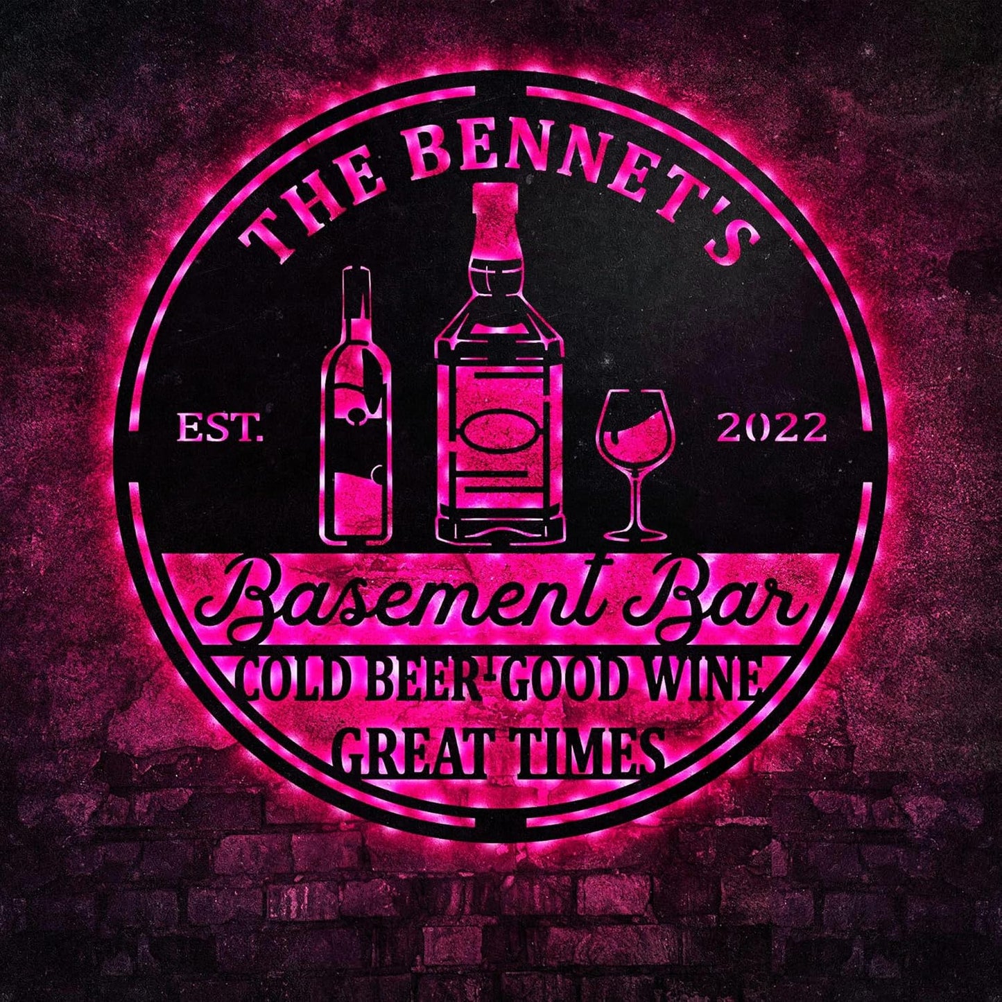 Custom Basement Bar LED Changing Lights Metal Sign, Door Wall Plaque, Rustic Bar Sign, Tasting Room Sign, Man Cave Decorations, Gift for Dad