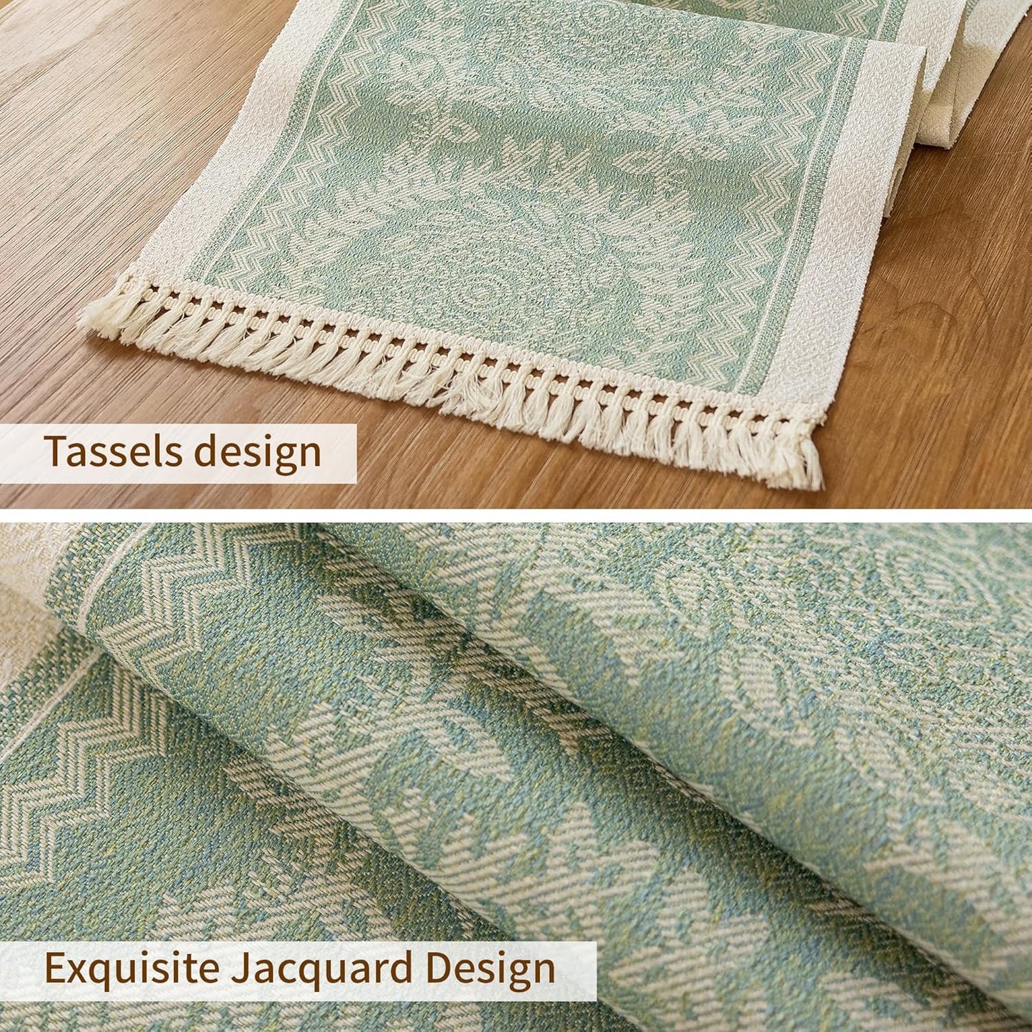Table Runners 63 Inches,Waterproof Boho Table Runner with Tassel Fringe,Table Runner for Party Coffee Table
