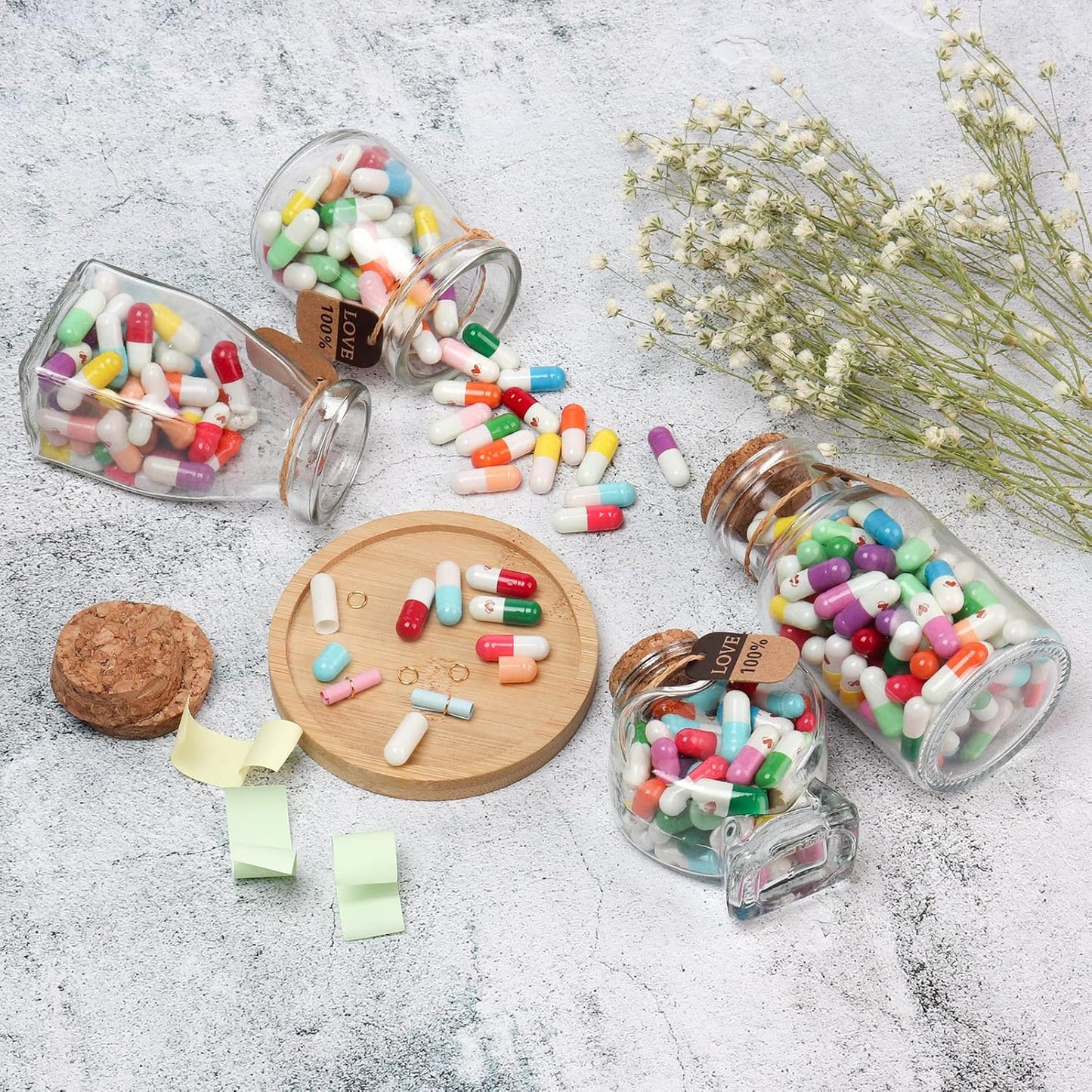 Valentines Day Gift for Boyfriend Girlfriend -Capsule Letters Message in a Glass Bottle for Birthday Anniversary Valentines Mothers Day Gifts (Style2-80pcs)