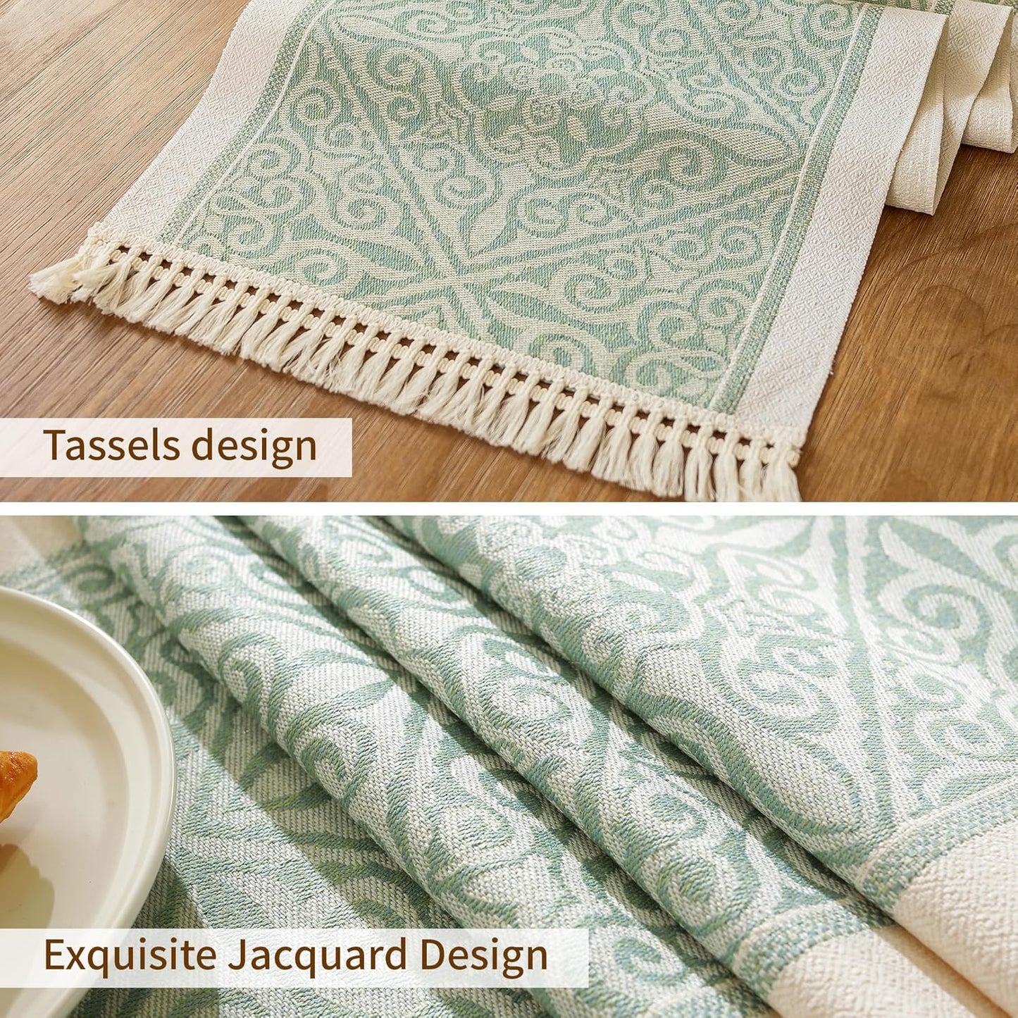 Table Runners 107 Inches,Waterproof Boho Table Runner with Tassel Fringe,Table Runner for Party Coffee Table