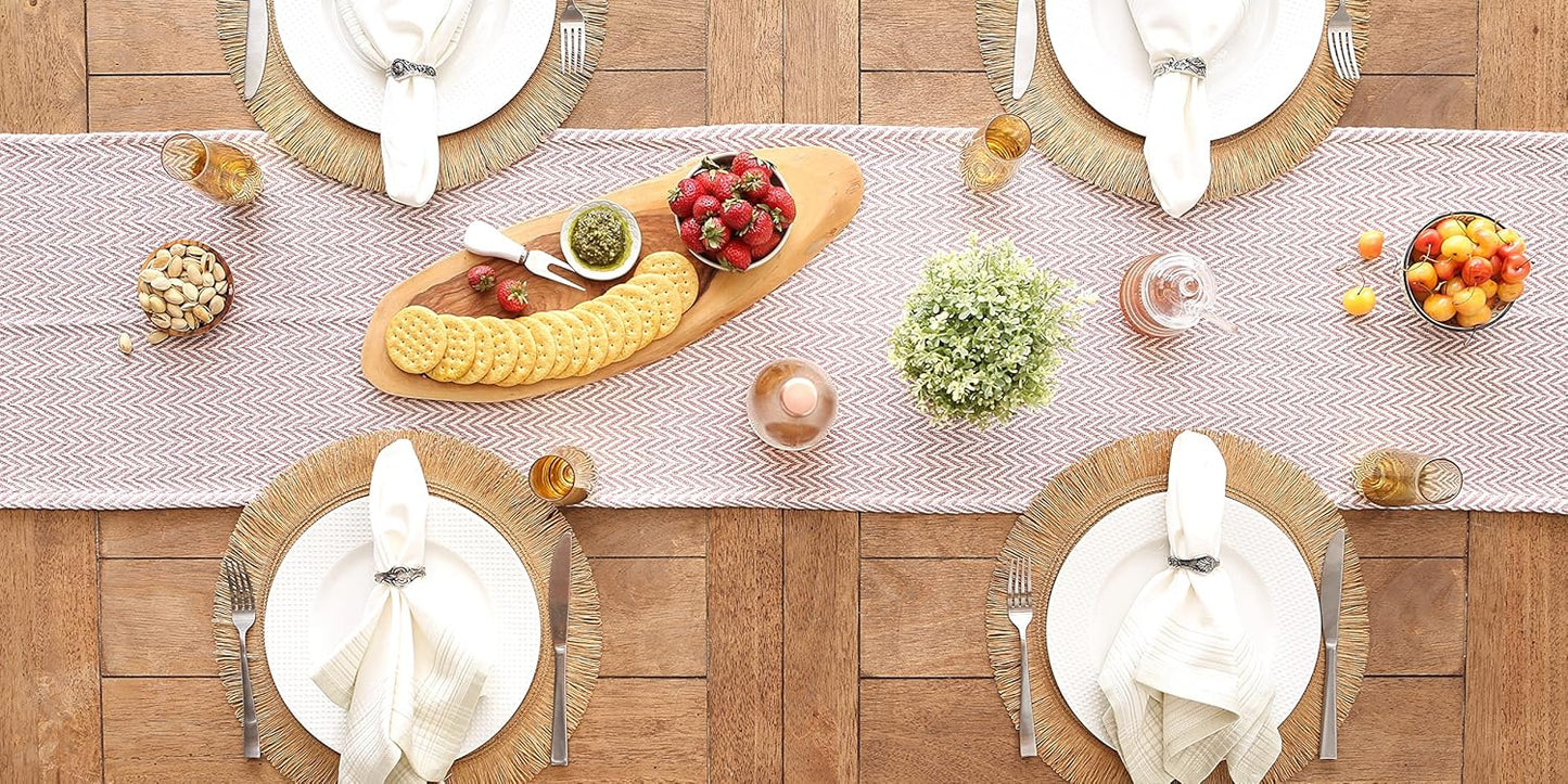 DII Woven Basic Tabletop Collection Chevron Table Runner, 15x72, Pale Mauve