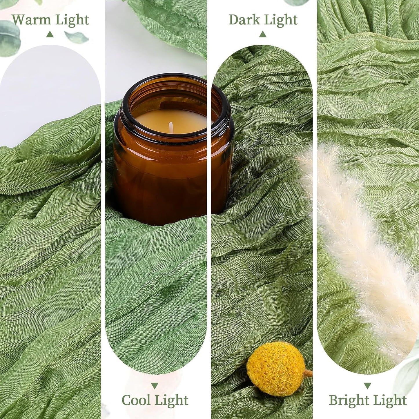 12 Pack Sage Green Cheesecloth Table Runner 10FT Long Boho Gauze Table Runner Rustic Sheer Runner for Wedding Bridal Baby Shower Birthday Party Table Decor Thanksgiving Christmas Decorations