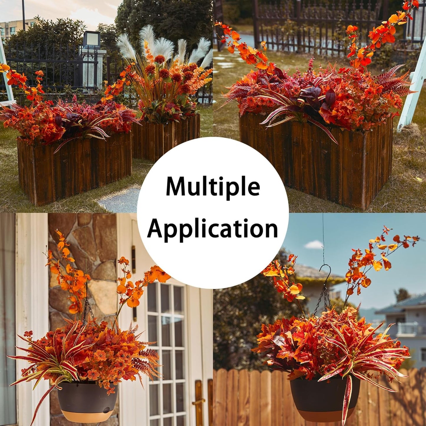 PARTY JOY 15 Bunches Artificial Fall Flowers Faux Fake Orchid Autumn Plants Flowers for Outdoors Thanksgiving Autumn Decor Decorations for Home