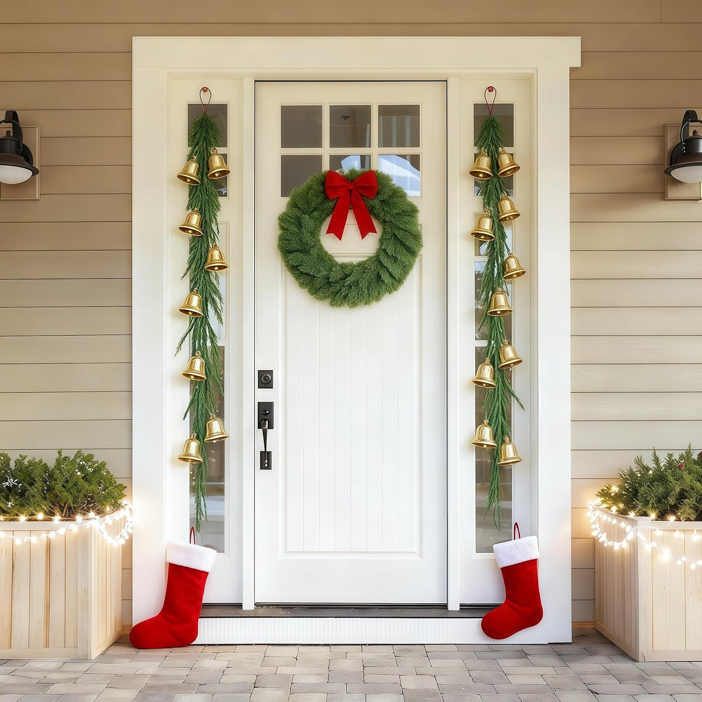 Christmas Decorations Artificial Norfolk Pine Garlands 6FT 2Pcs, Real Touch Winter Pine Garland, Green Artificial Greenery Garland for Table, Mantle, Wall, Indoor, Outdoor Decorations